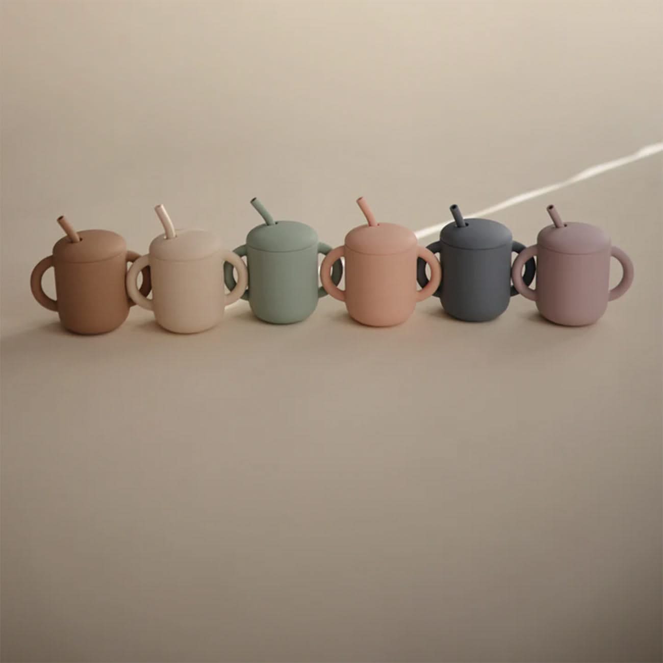 Mushie Silicone Training Cup + Straw - Powder Blue