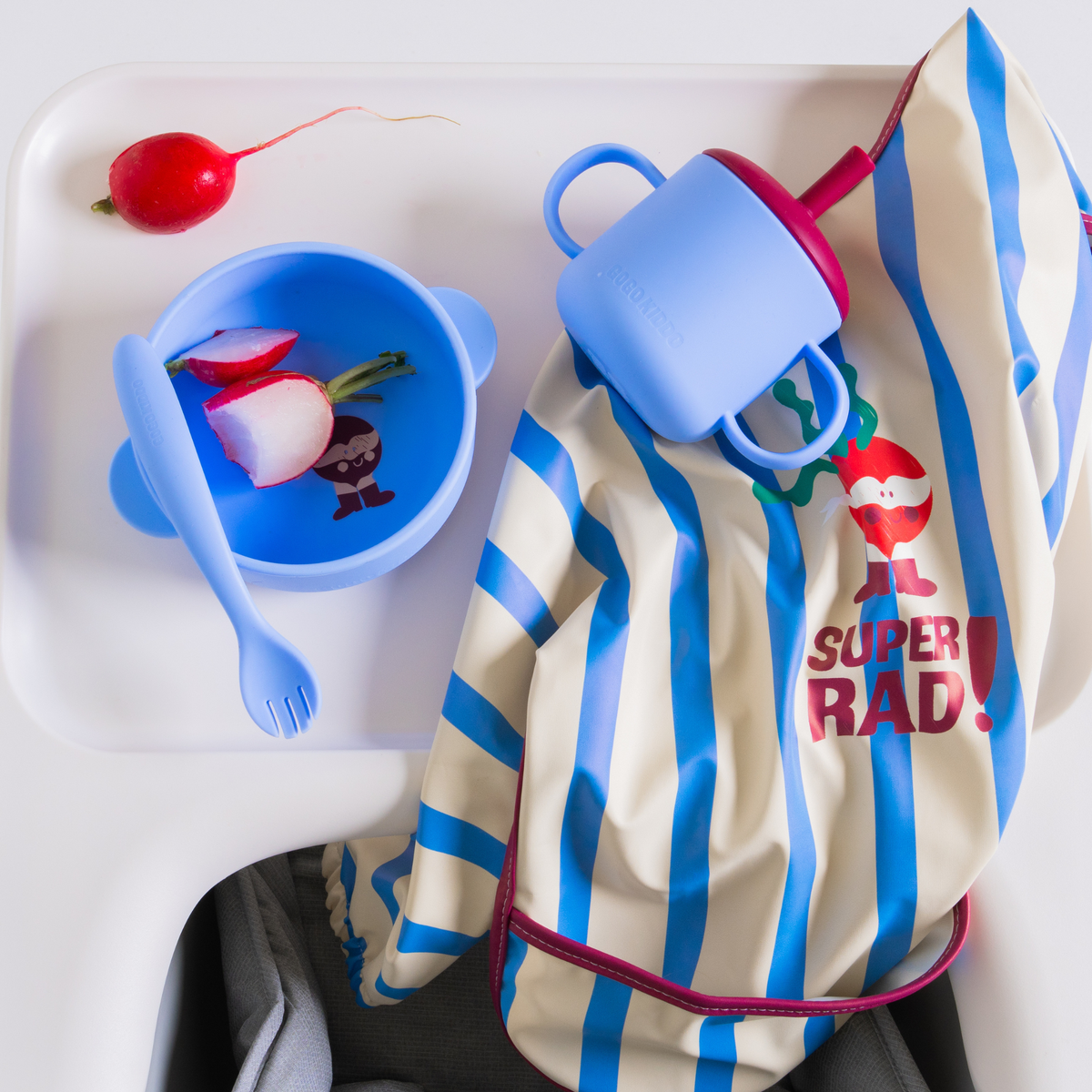 All-Covered Smock Bib - Super Rad Blue