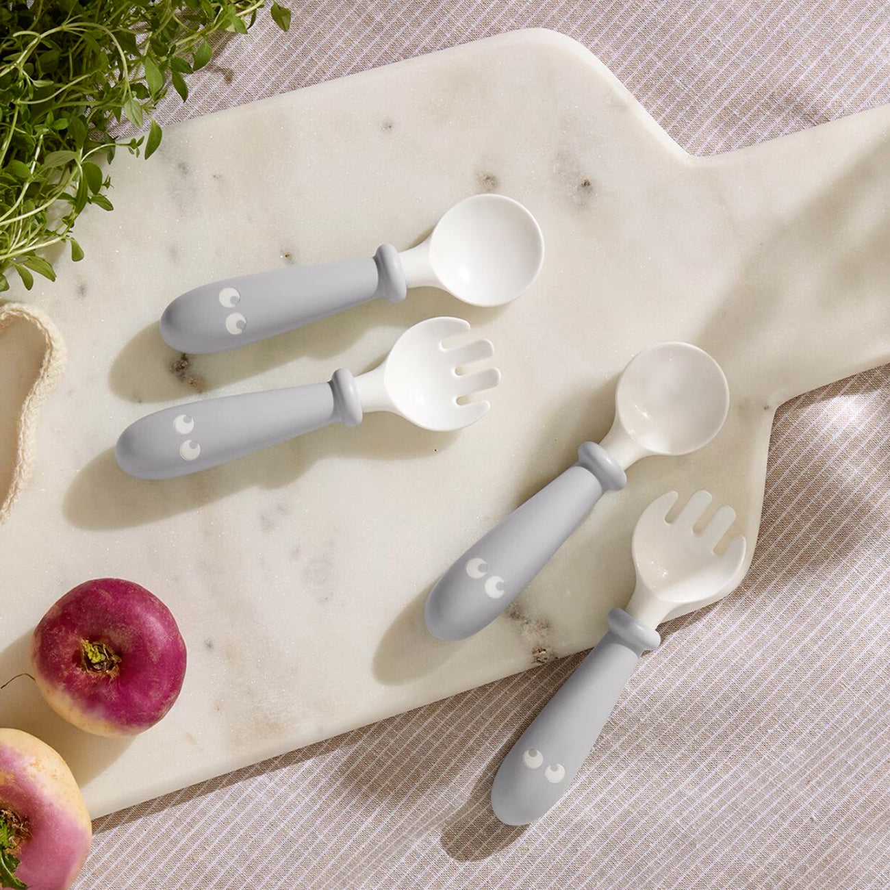 Baby Spoon & Fork (4 pcs) - Grey