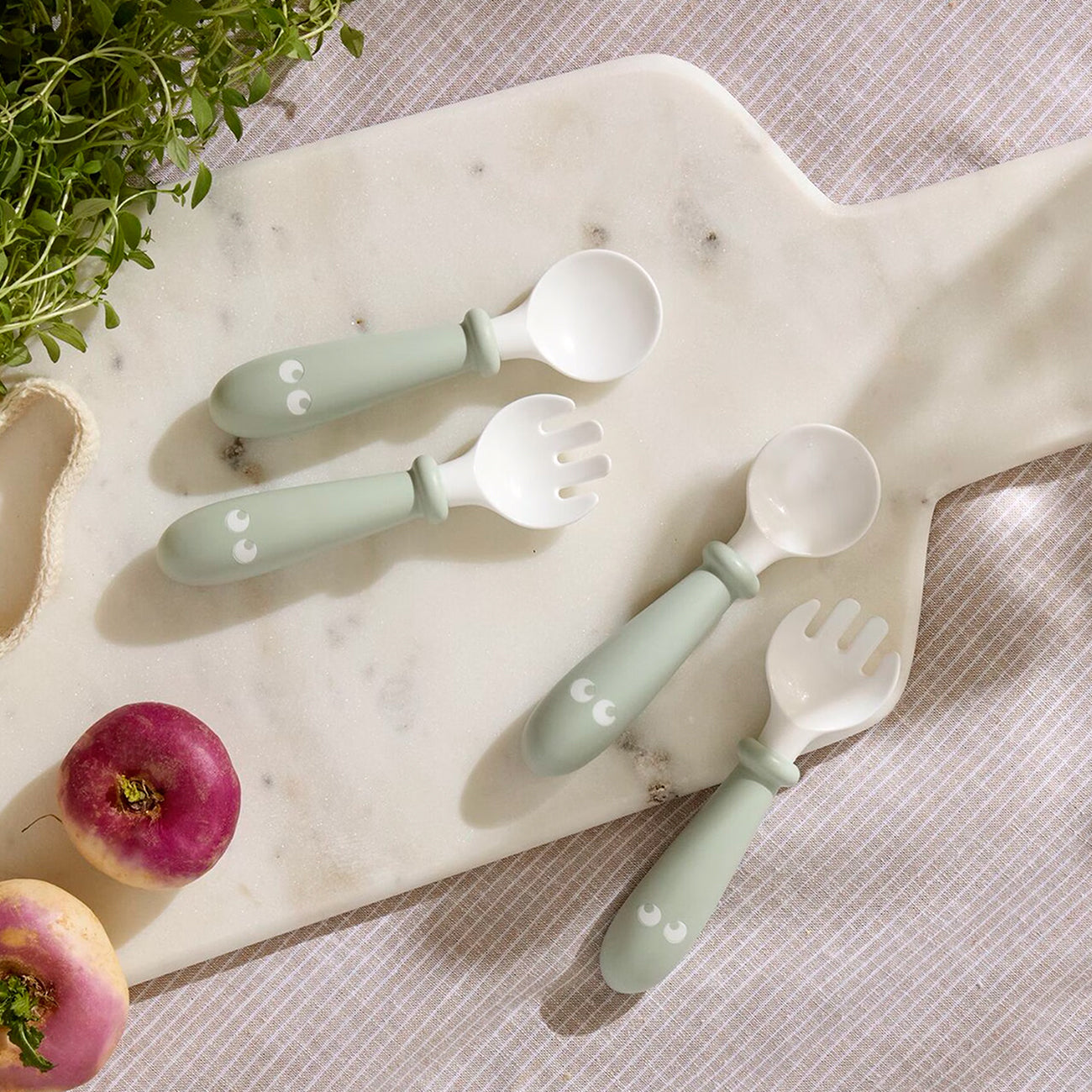 Baby Spoon & Fork (4 pcs) - Powder Green