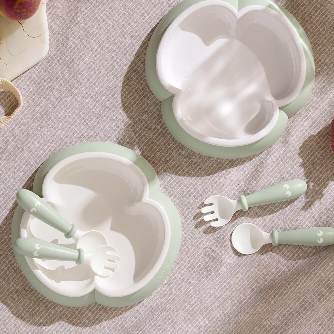 Baby Plate, Spoon & Fork (2 pack) - Powder green