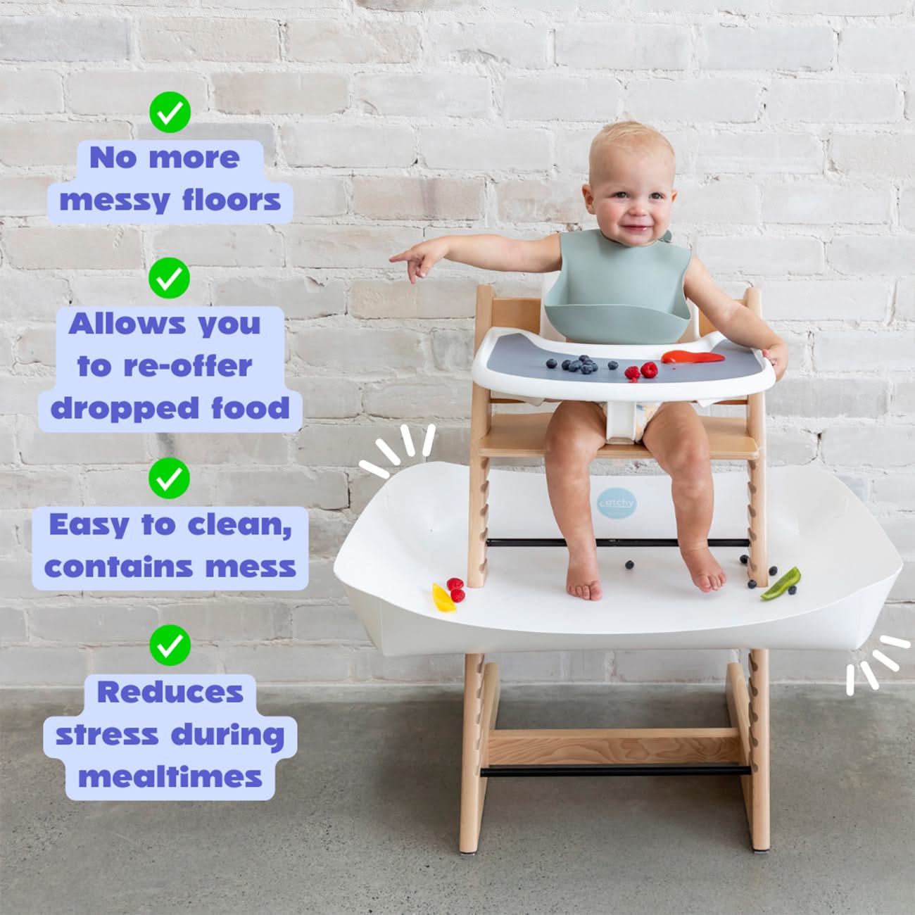 CATCHY White - The Food and Mess Catcher for High Chairs