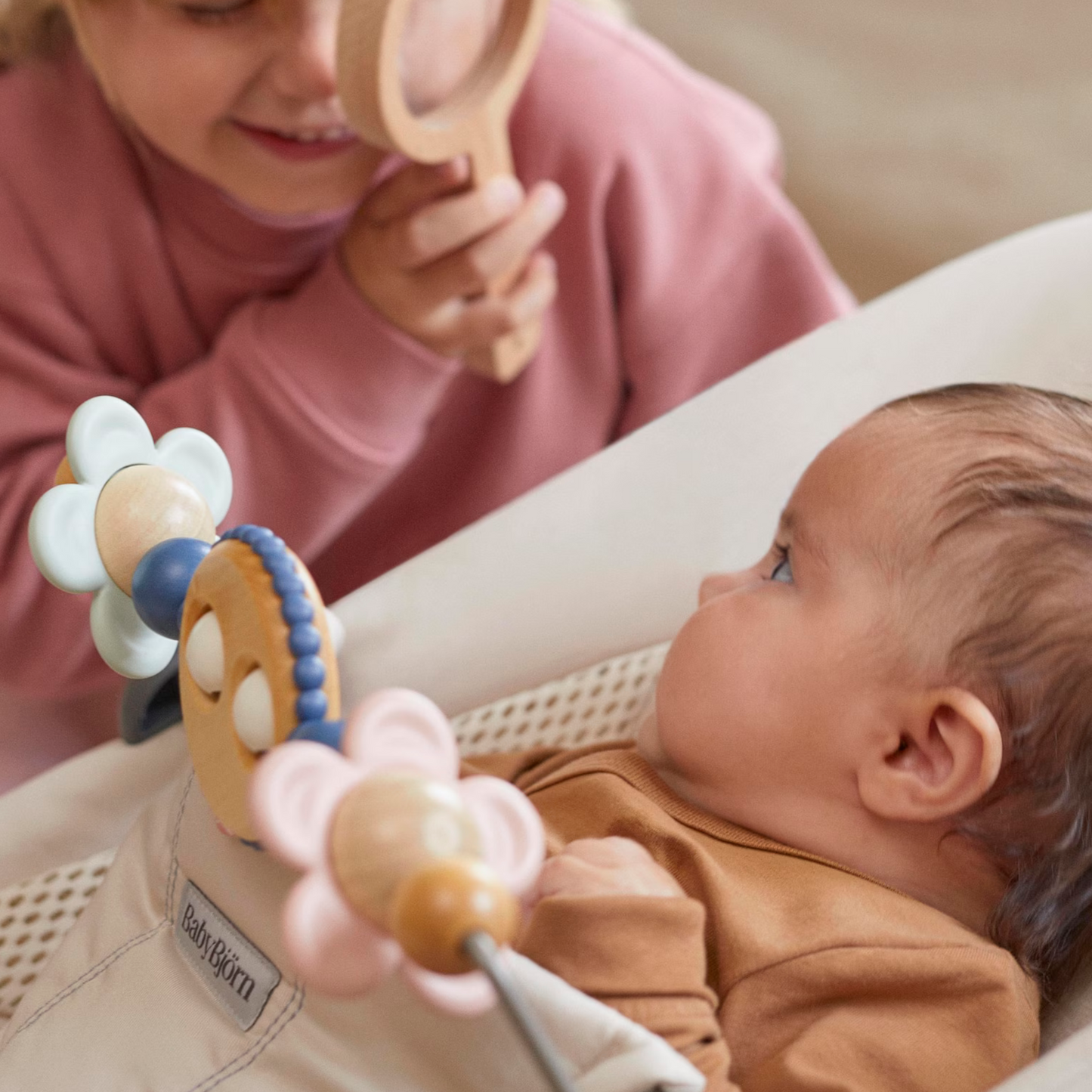 Bouncer Balance Soft Woven/Jersey Tri-Fabric - Light Beige