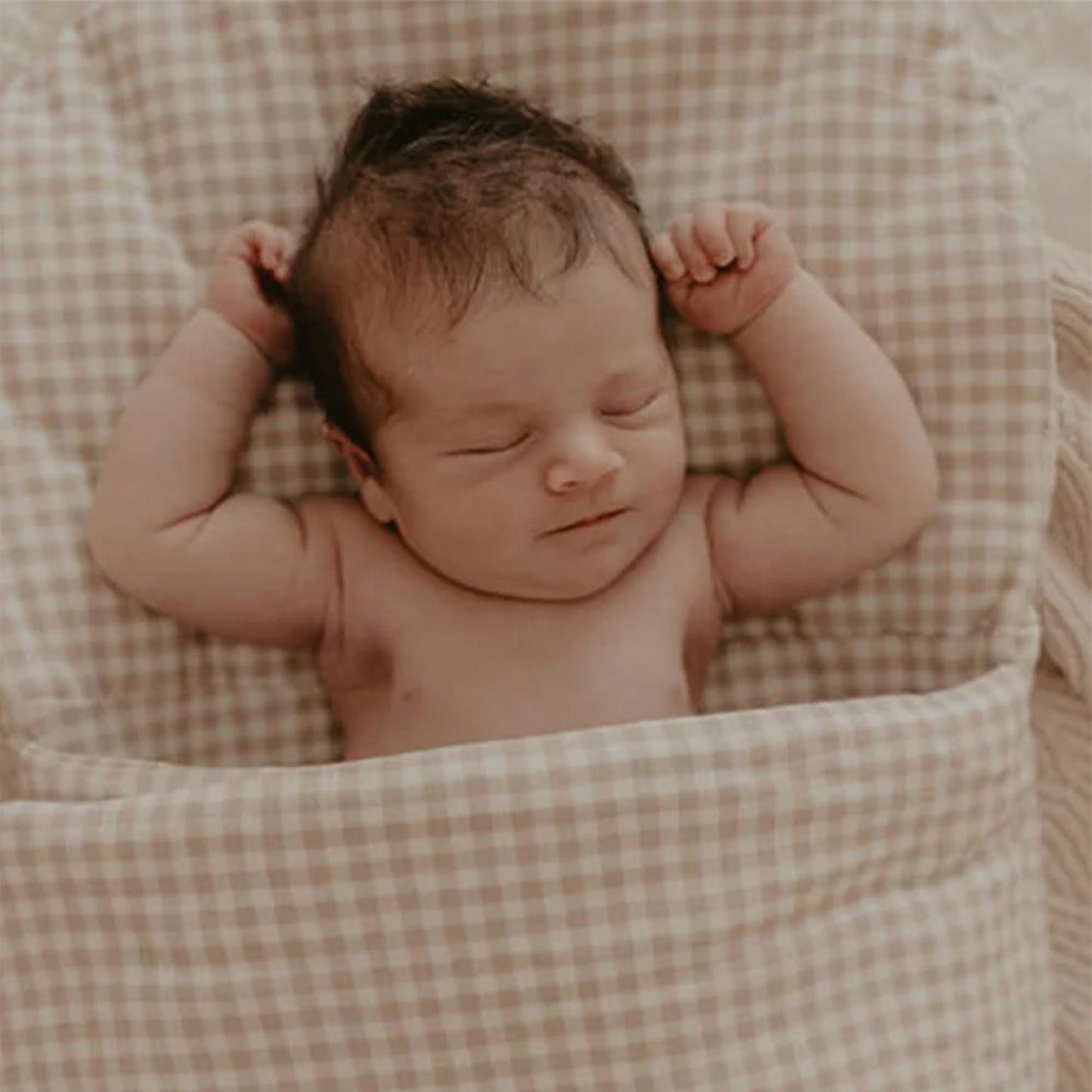 Wool Wrap - Beige Gingham