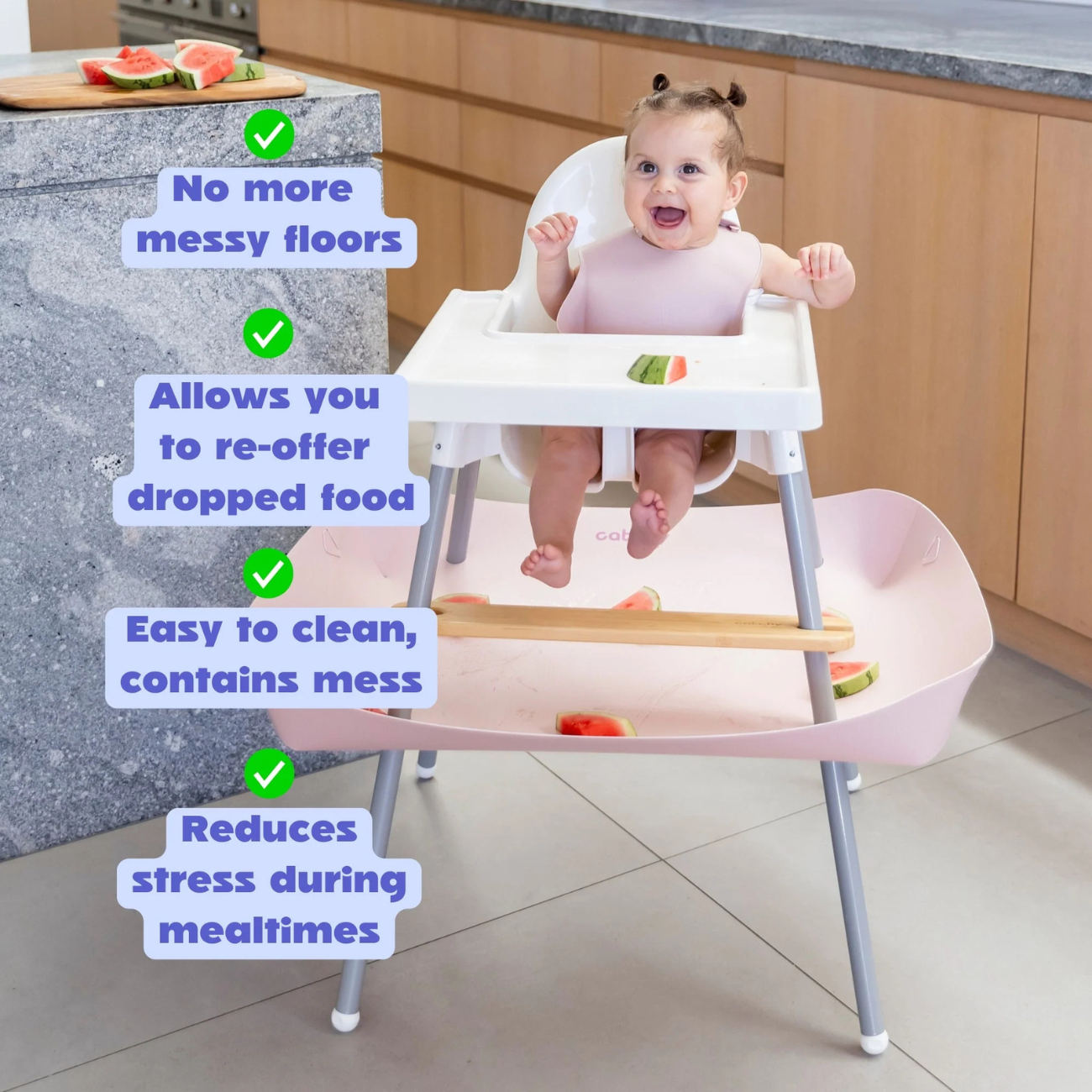 CATCHY - The Food Catcher for High Chairs - Almond Houndstooth