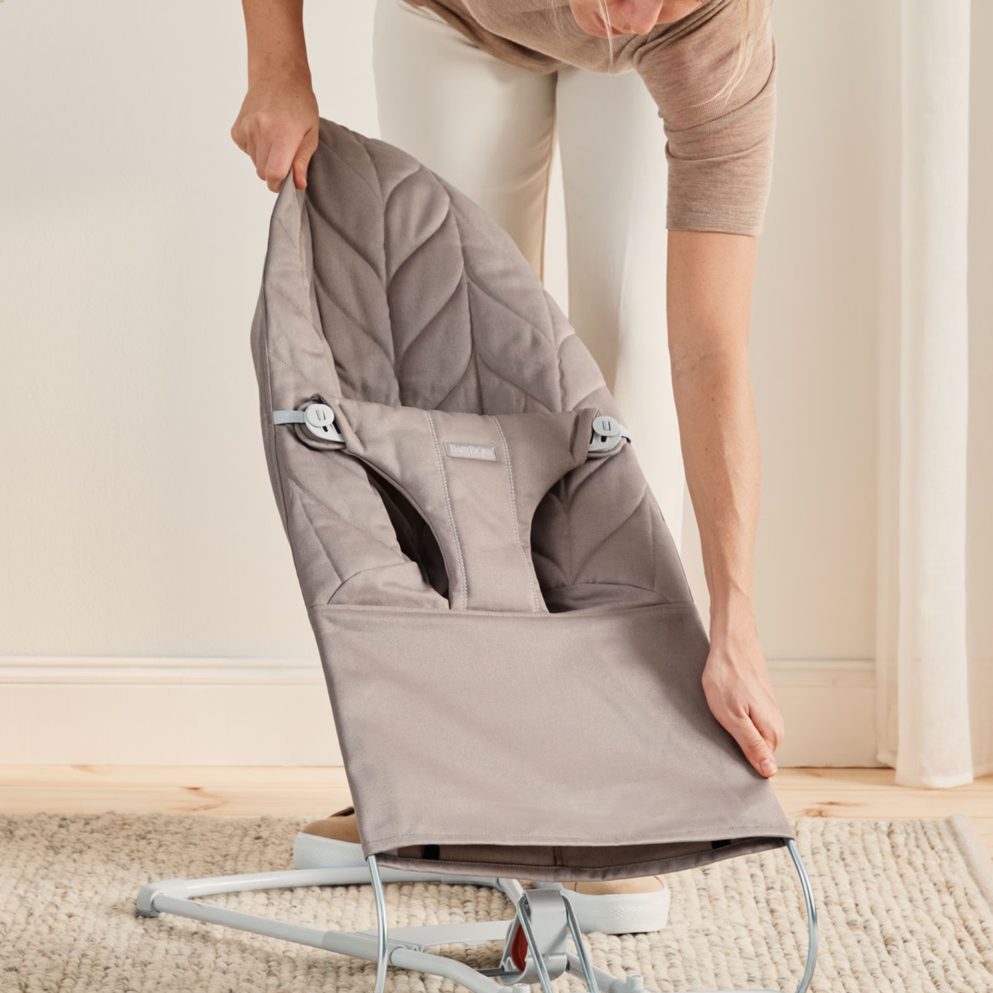 Fabric Seat for Bouncer - Woven/Petal Quilt/Sand Grey
