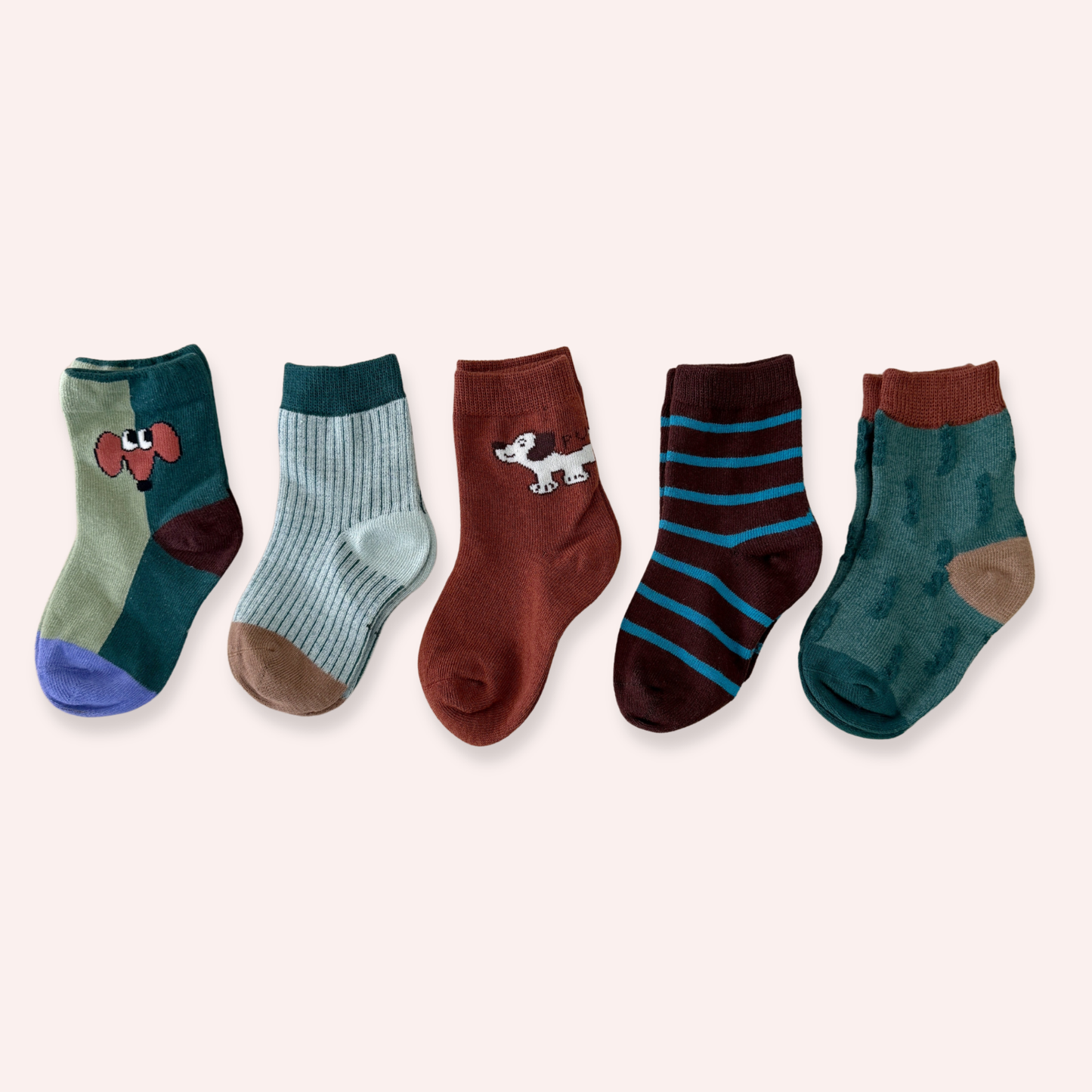 Fun Sock Pack (Pack of 5) - Green/Brown