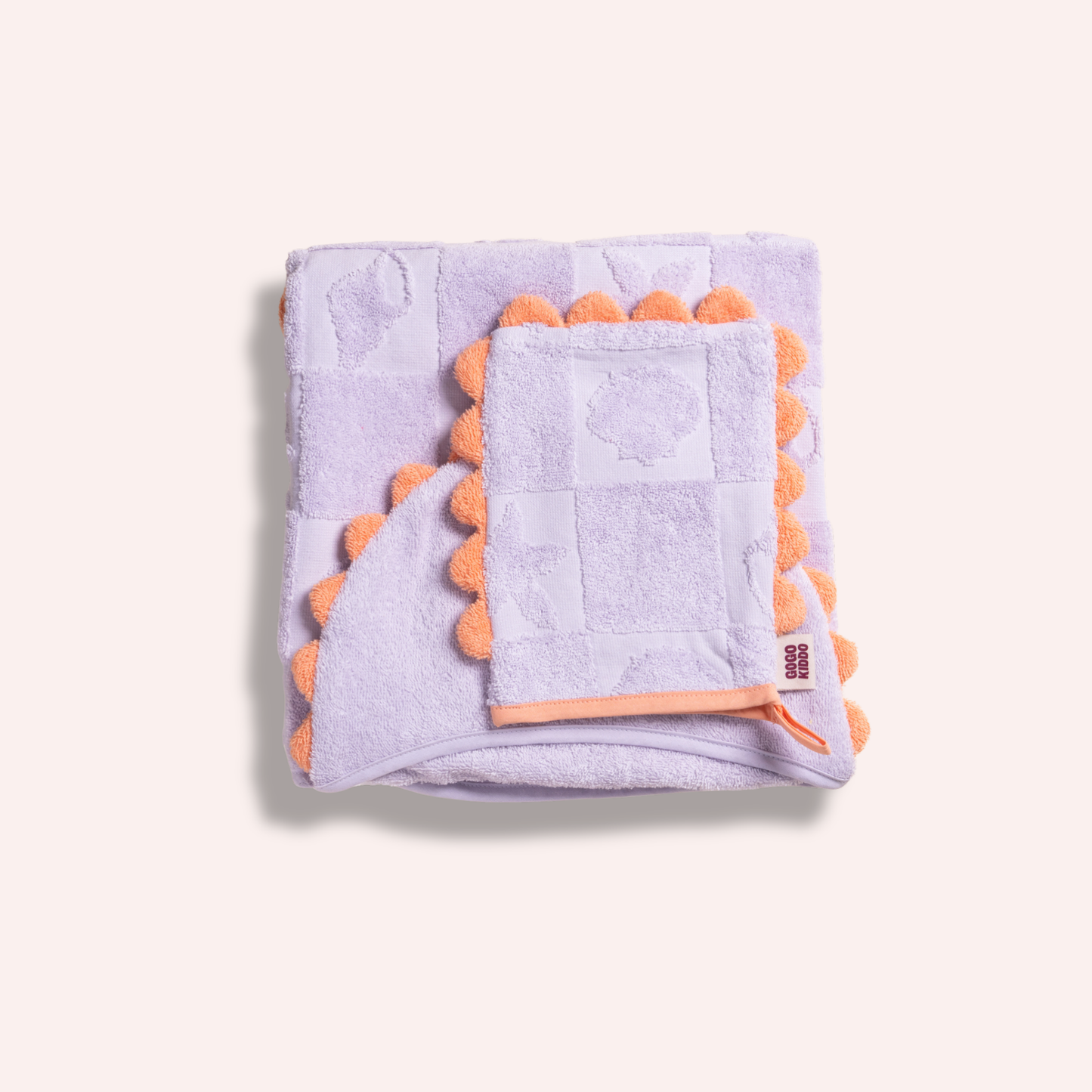 Super Soft Hooded Bath Towel and Wash Mitt Duo - Shell Lilac