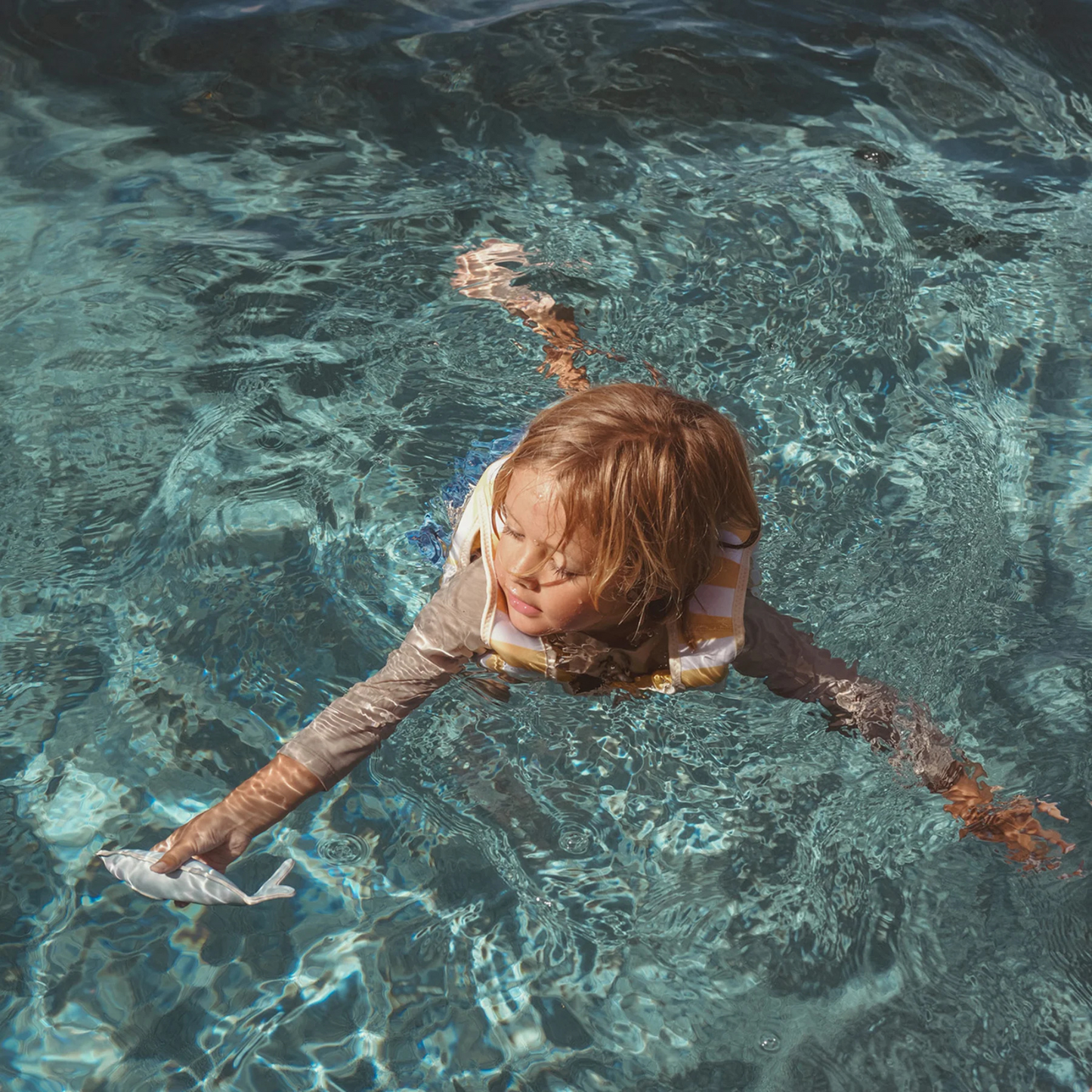 Kids Swim Vest - Sammy the Seagull Mustard Stripe