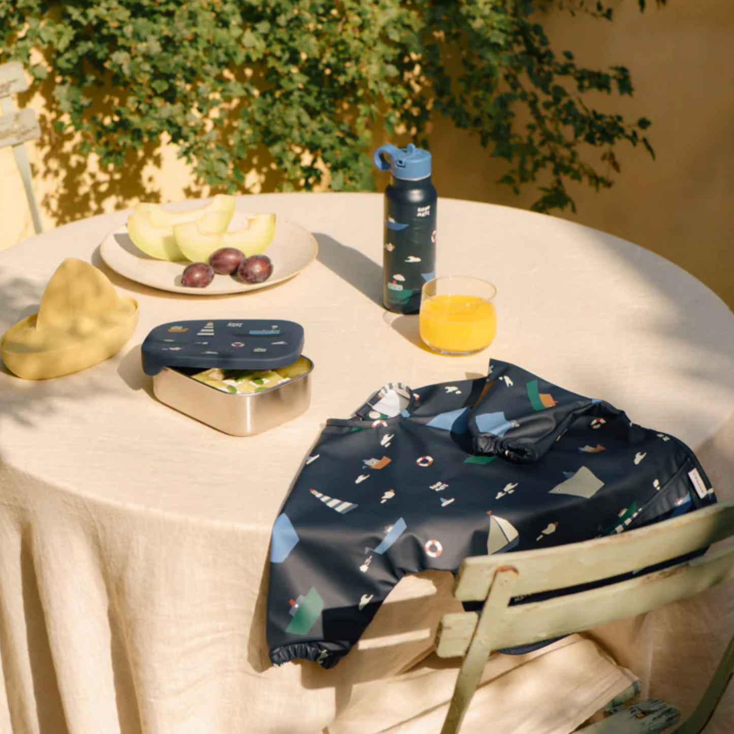Merle Printed Cape Bib - Sailing/Classic Navy