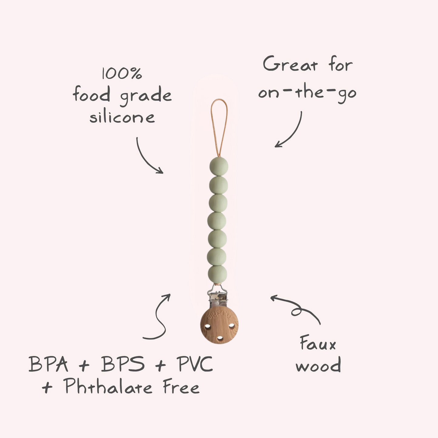 Mushie Pacifier Clip Halo - Sage