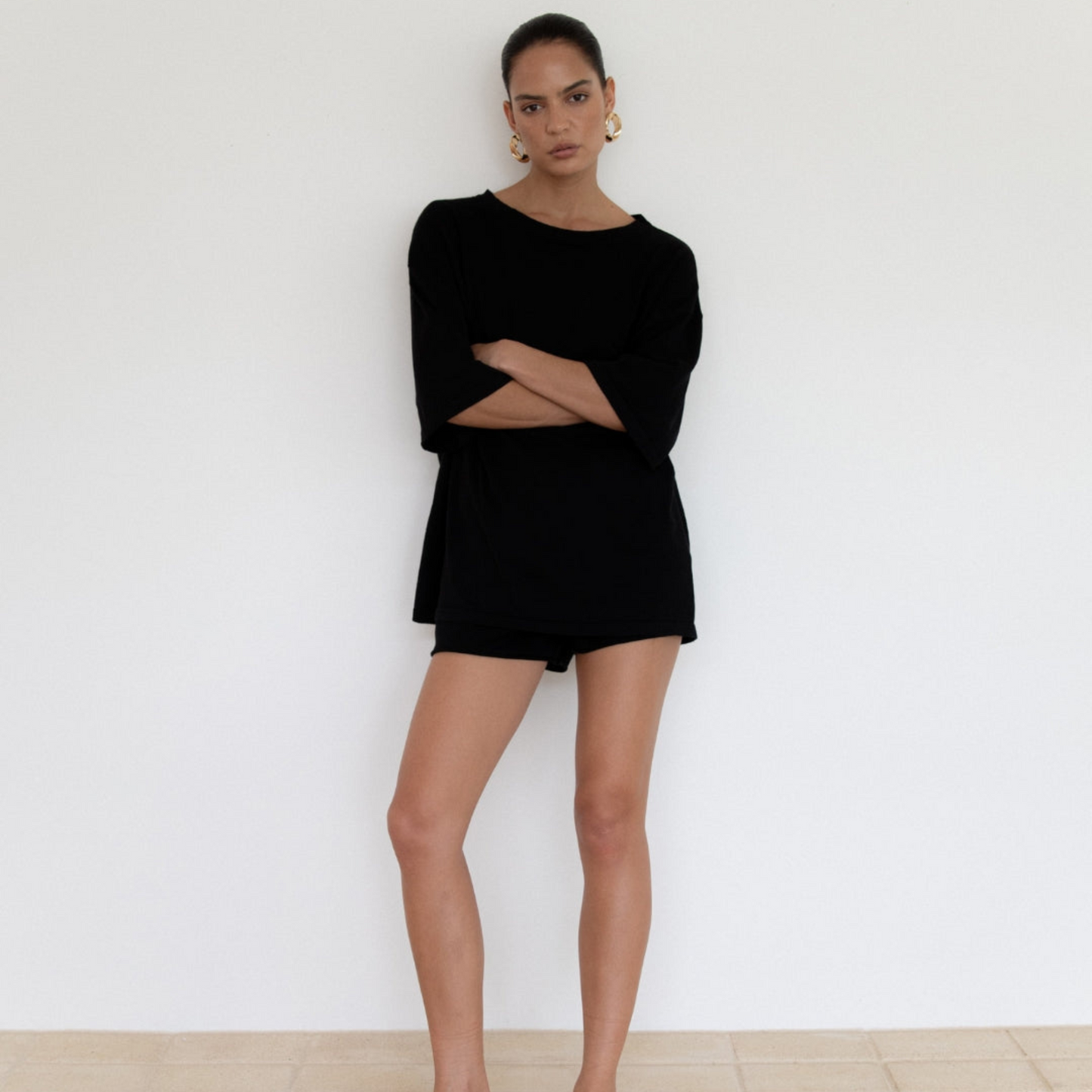 Organic Cotton Knit Short Black