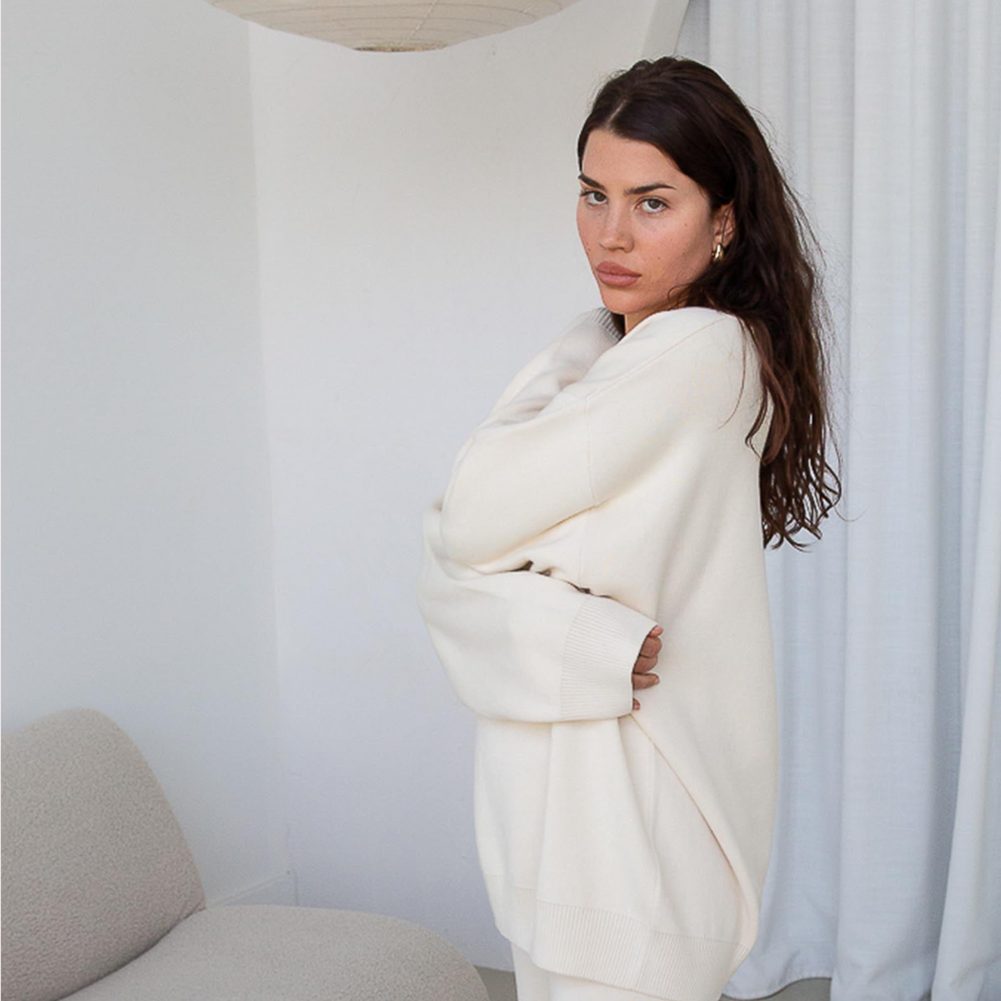 Organic Cotton Knit Sweater - Ecru