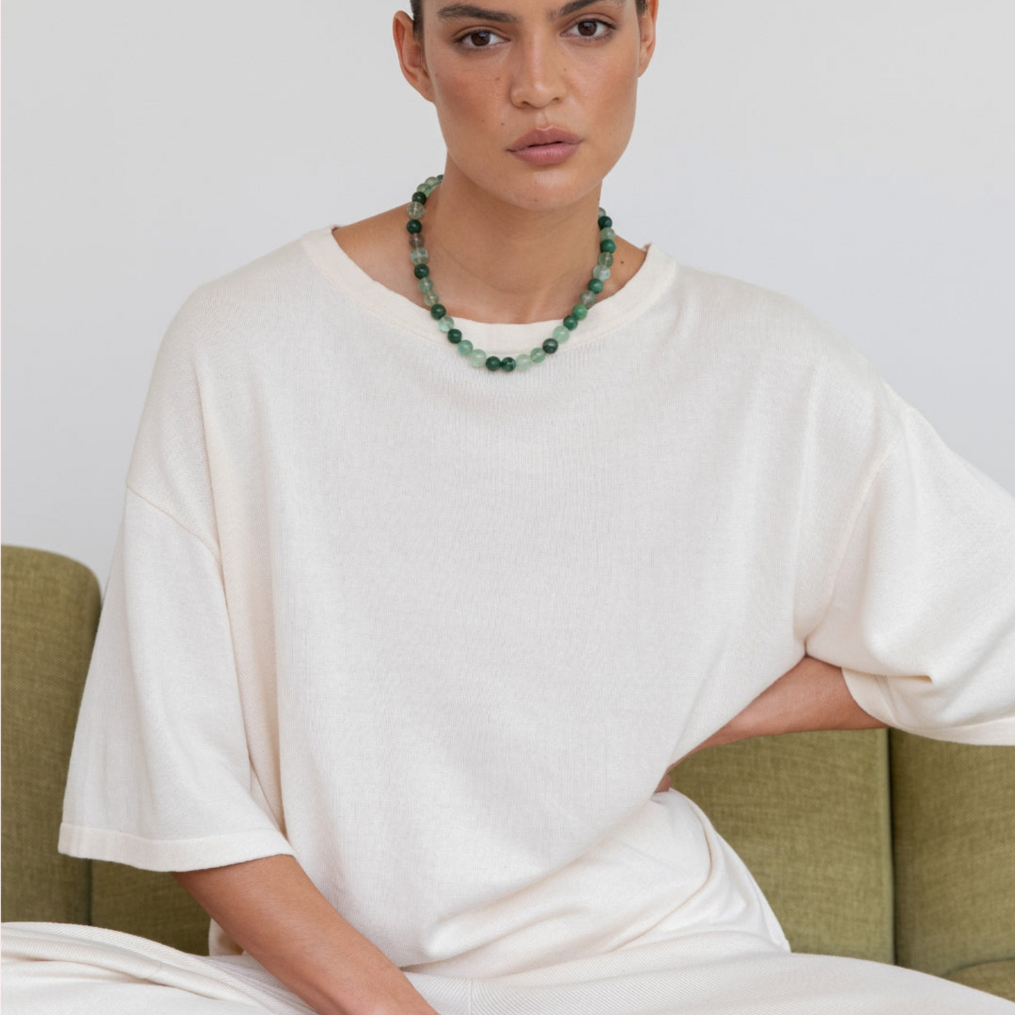 Organic Cotton Knit Tee - Ecru