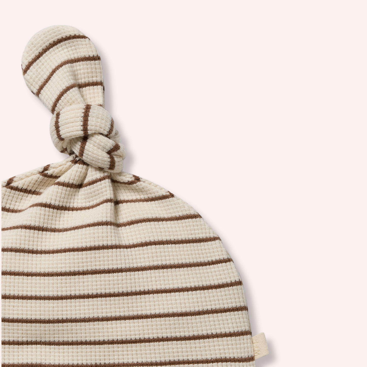 Organic Waffle Knot Hat - Nutmeg Stripe