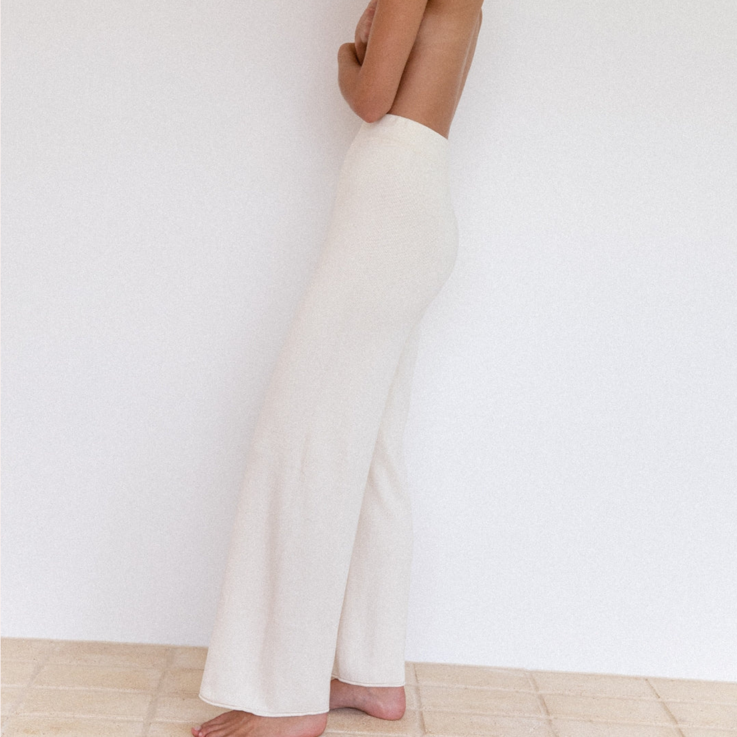 Organic Cotton Knit Pant Ecru