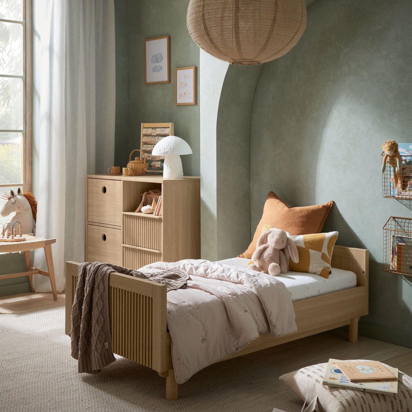Oska Cotbed, Wide Dresser and Mattress Bundle