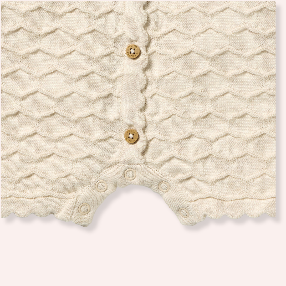 Organic Knitted Chevron Growsuit - Milk Cloud