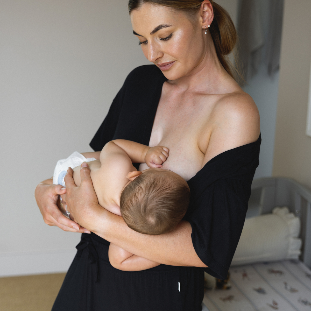 Leakproof V-Neck Pyjama Top - Black