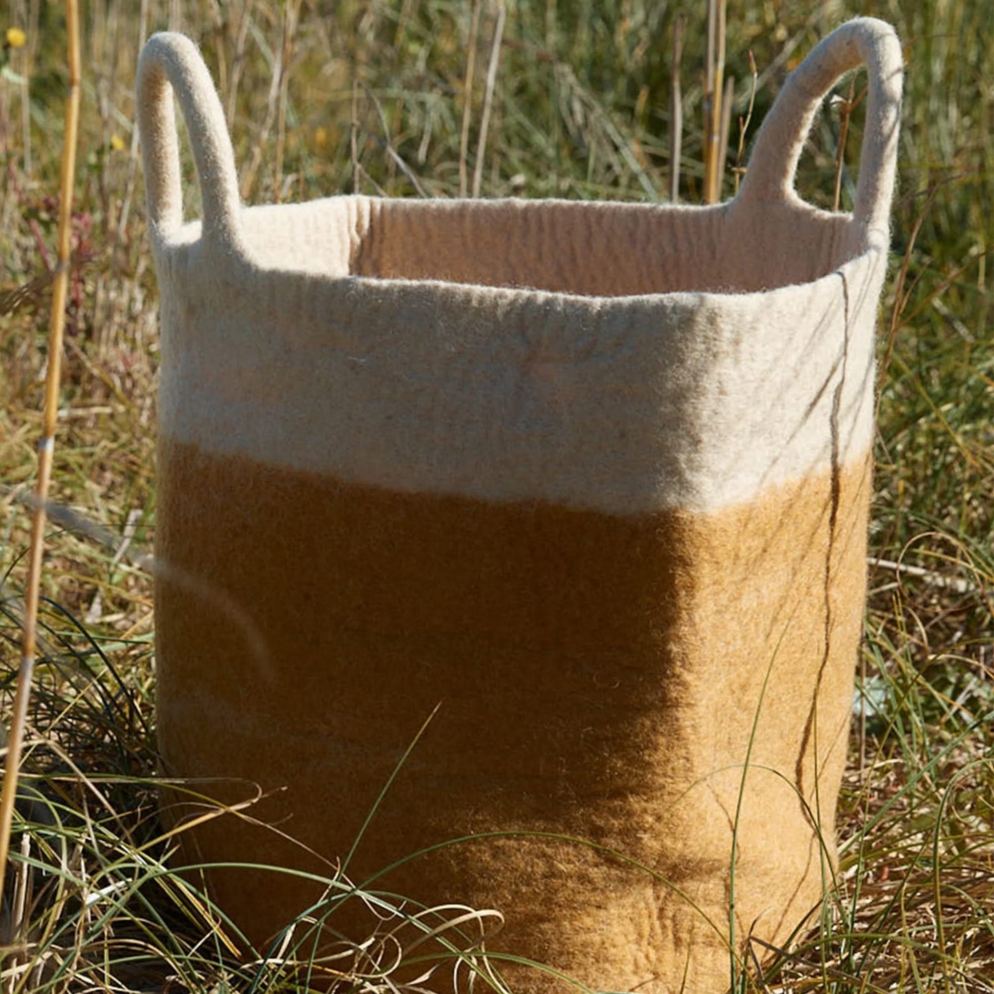 Medium Striped Toy Basket - Mustard