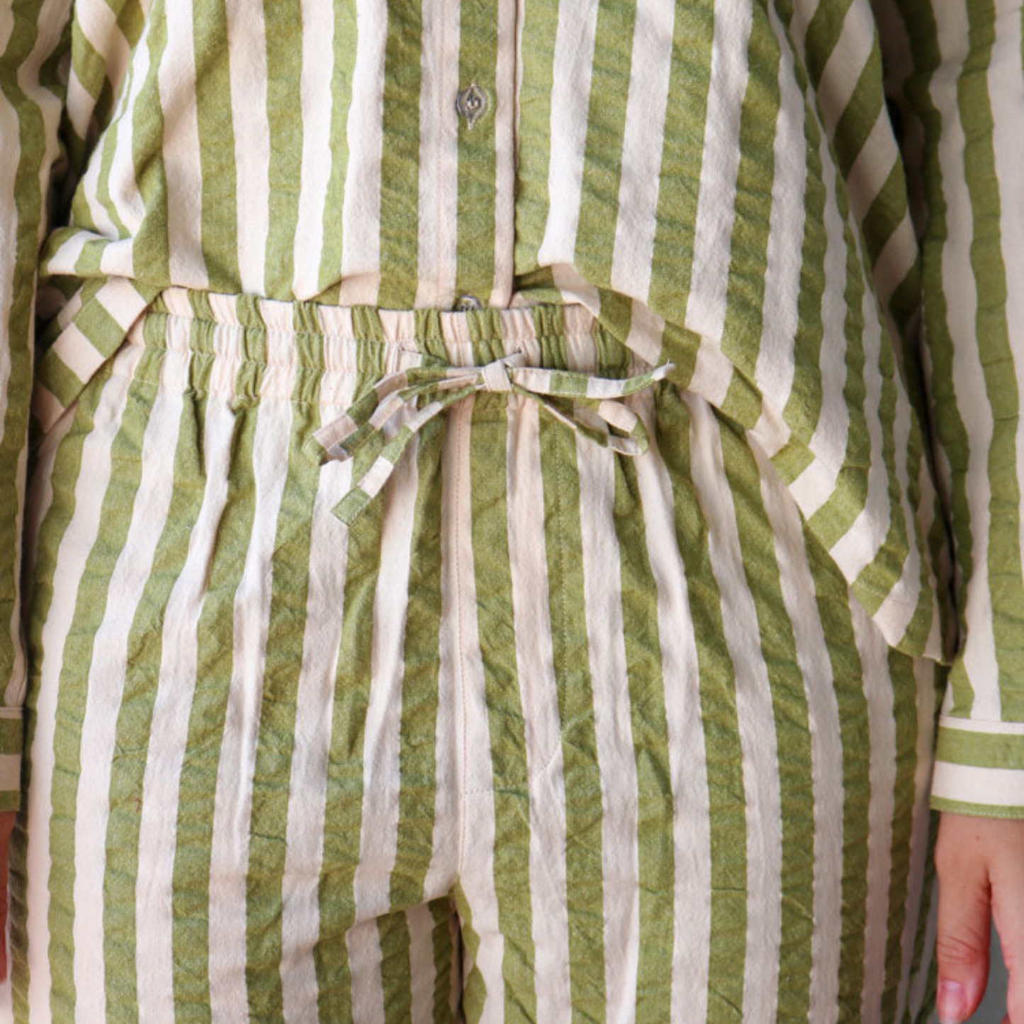Long Pyjama Set - Pistachio Seersucker