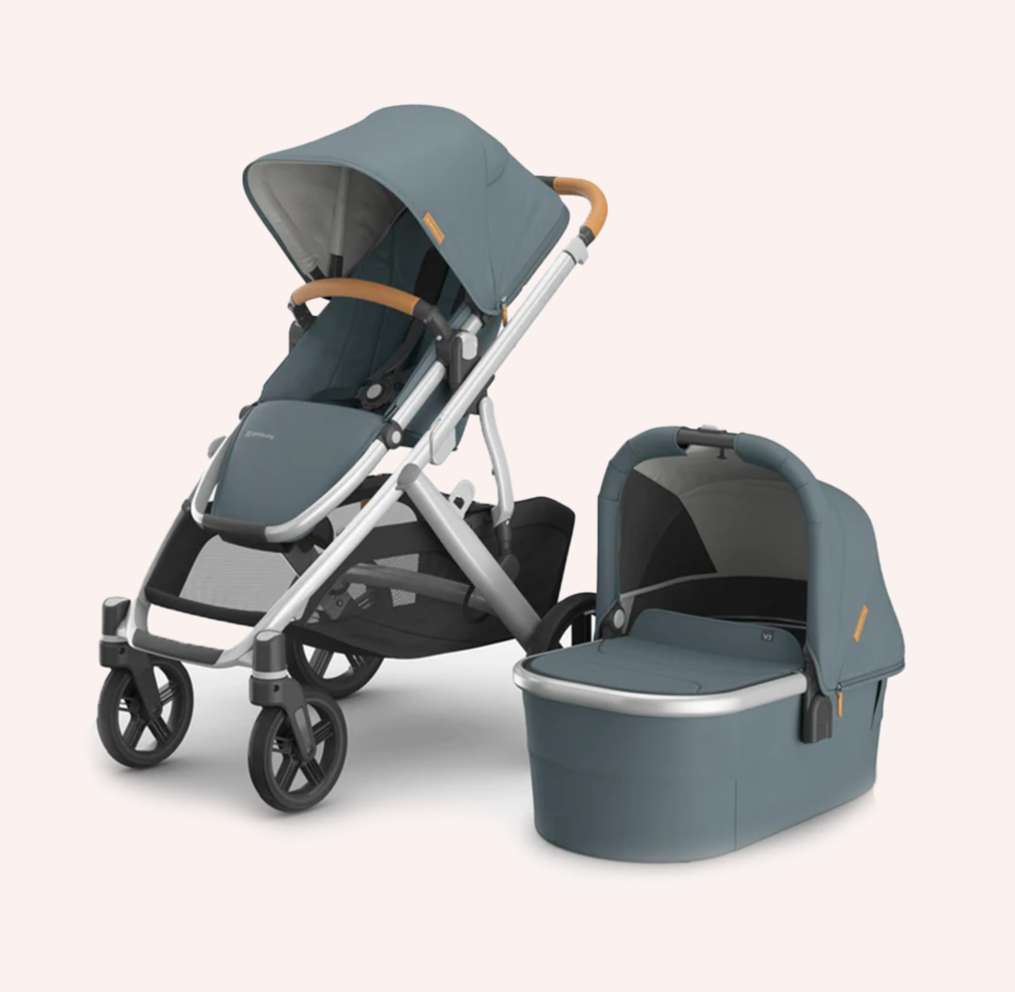 UPPAbaby VISTA V3 Bassinet and Seat Pram Stone Blue Silver Callum by UPPAbaby the memo The Memo