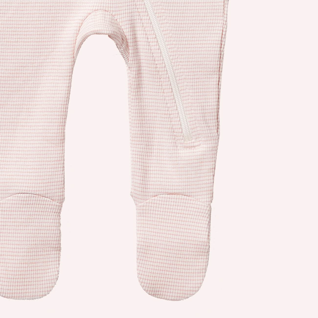 Organic Stripe Rib Zipsuit with Feet - Cantaloupe