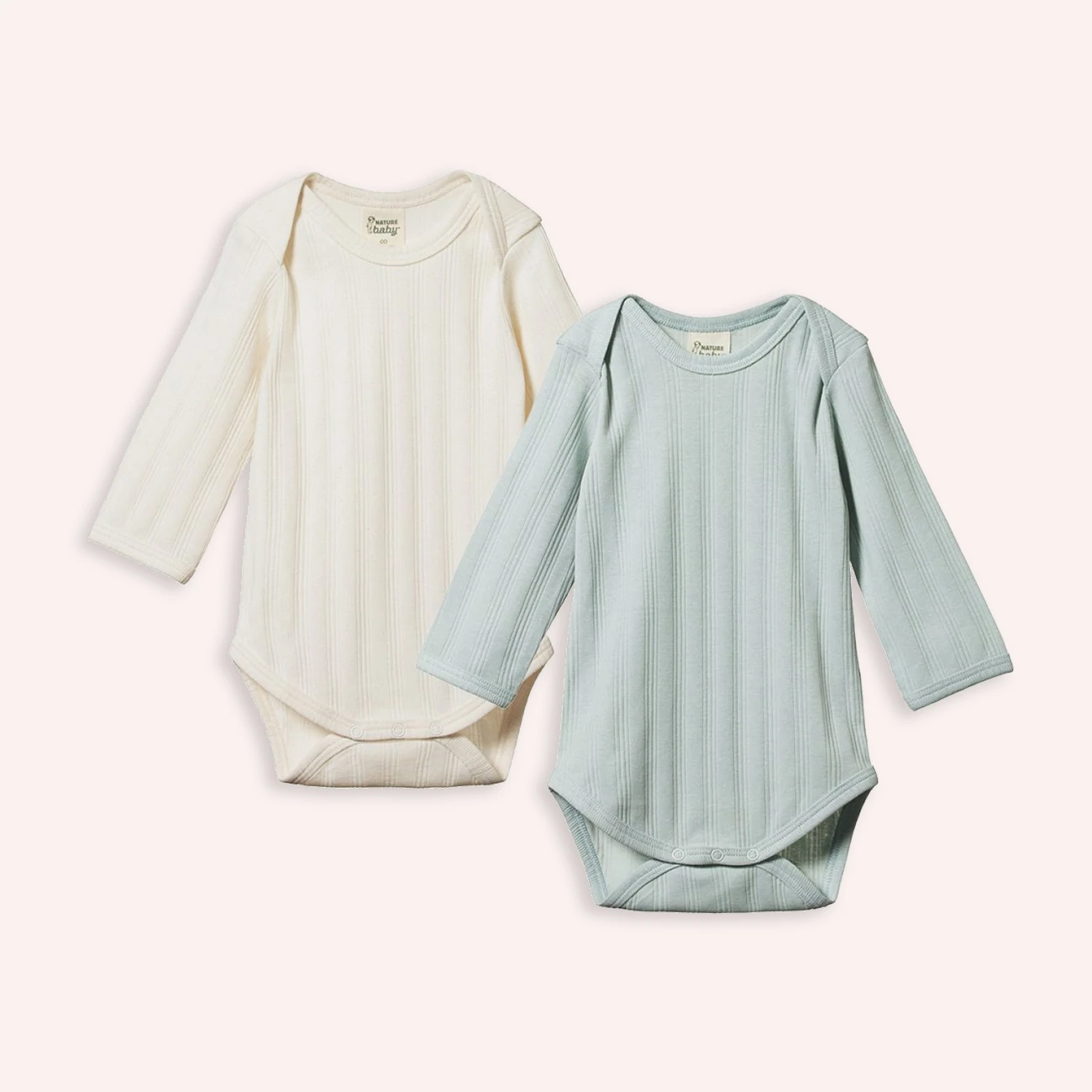 Derby Long Sleeve Bodysuit 2 pack - Natural/Sea