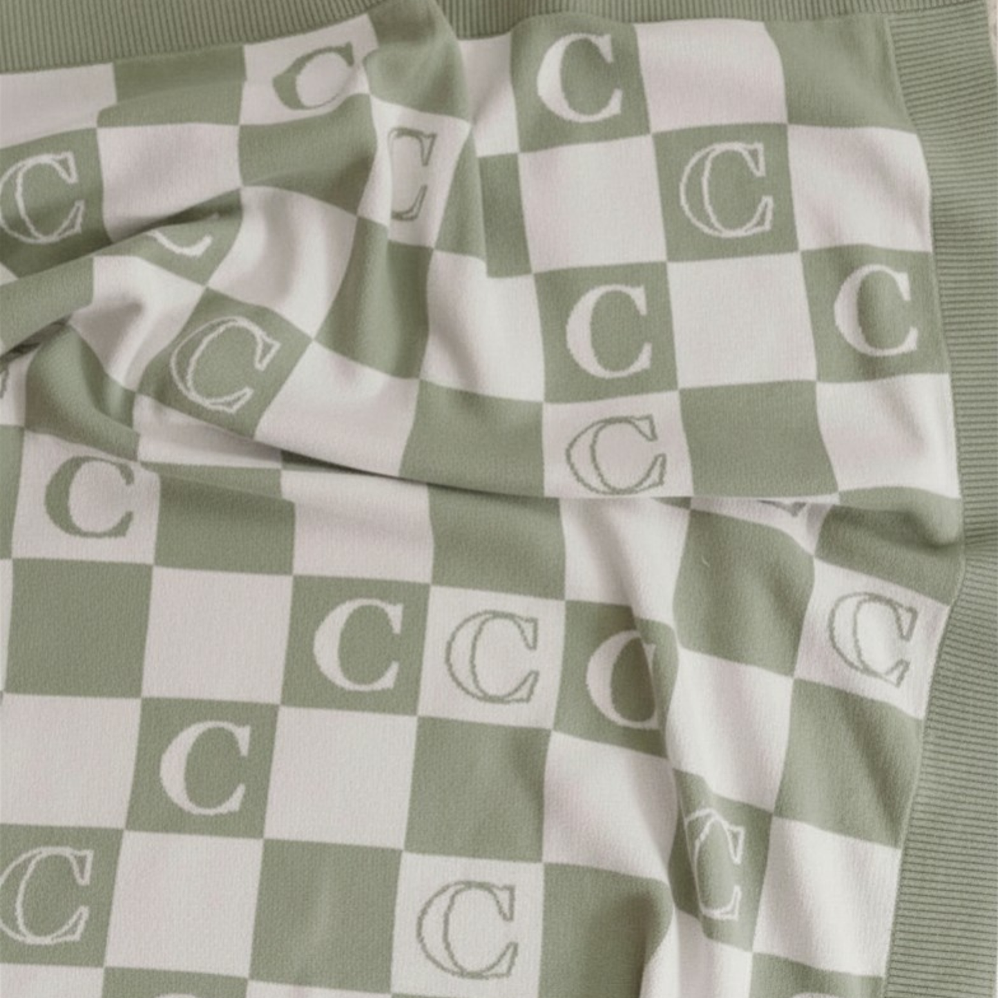 The Initial Check Blanket - Sage/Fresh White