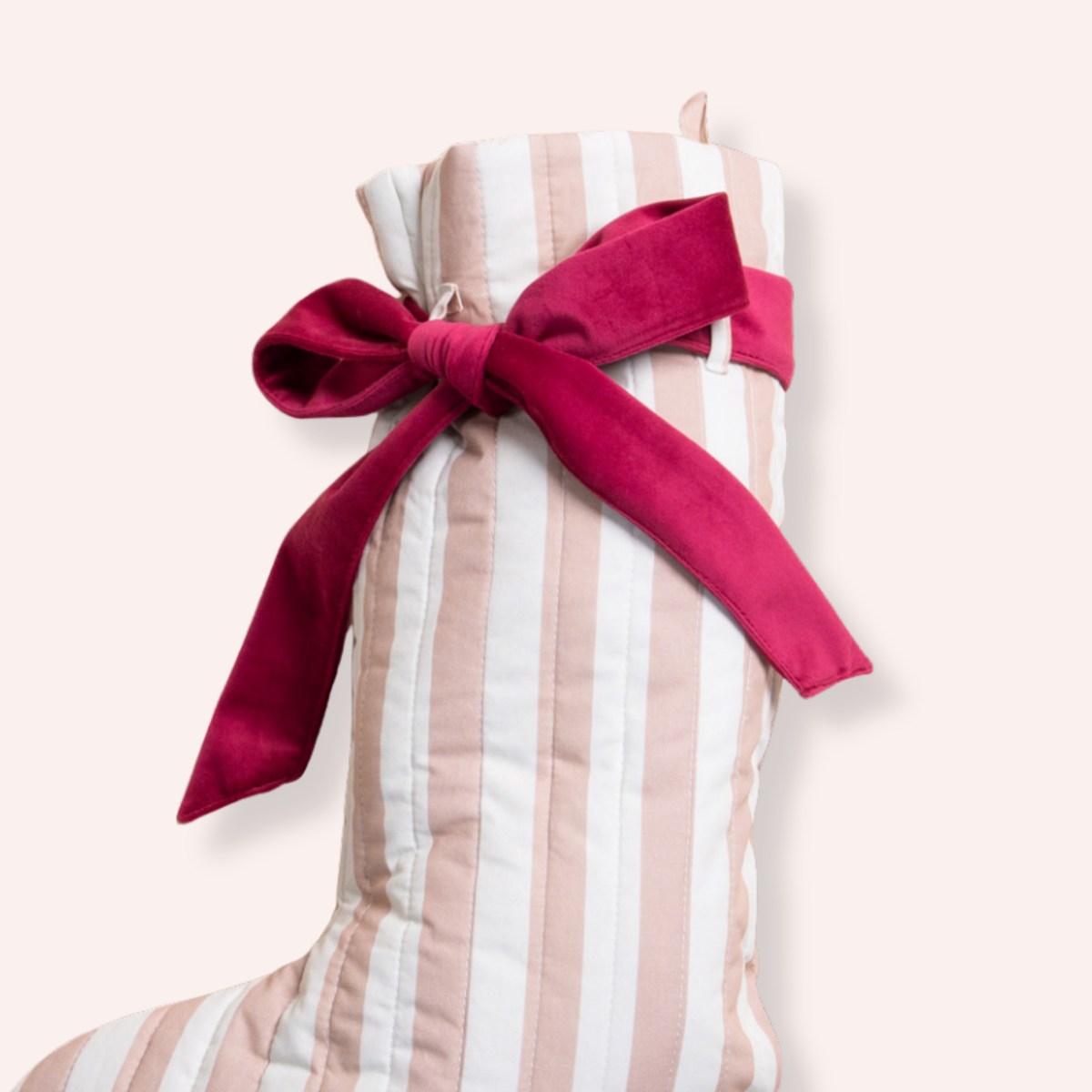 Merry Merry Christmas Stocking - Neutral Stripe