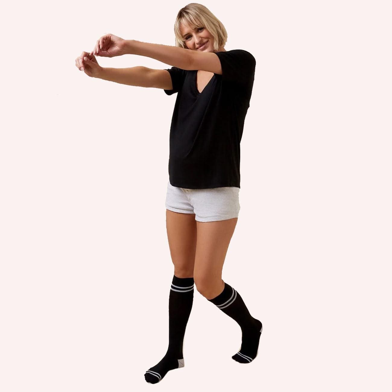 The Rescuer Maternity Compression Sock - Black/White