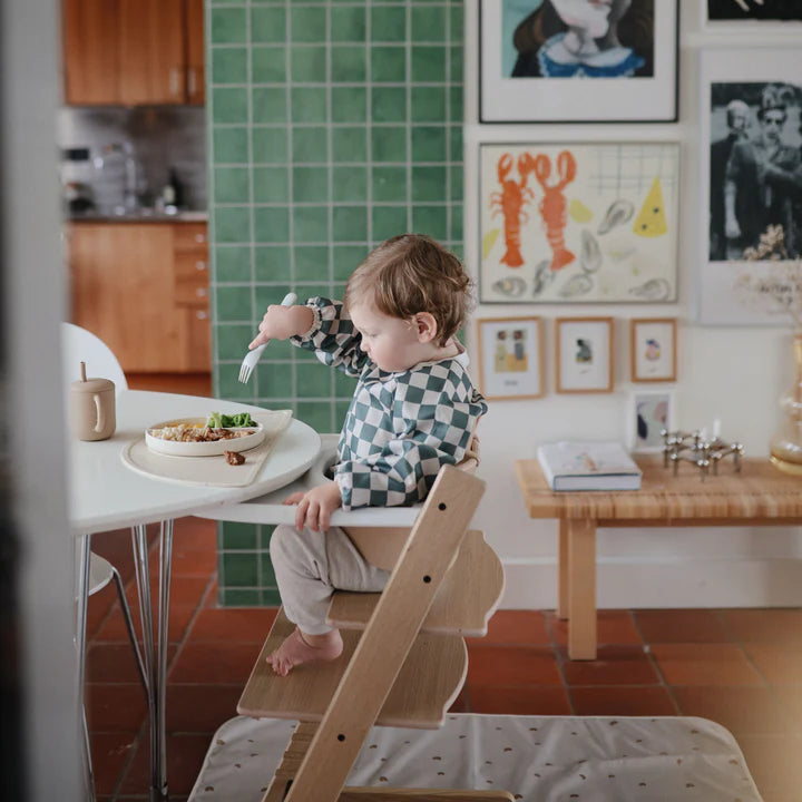 Mushie Long Sleeved Bib - Olive Check