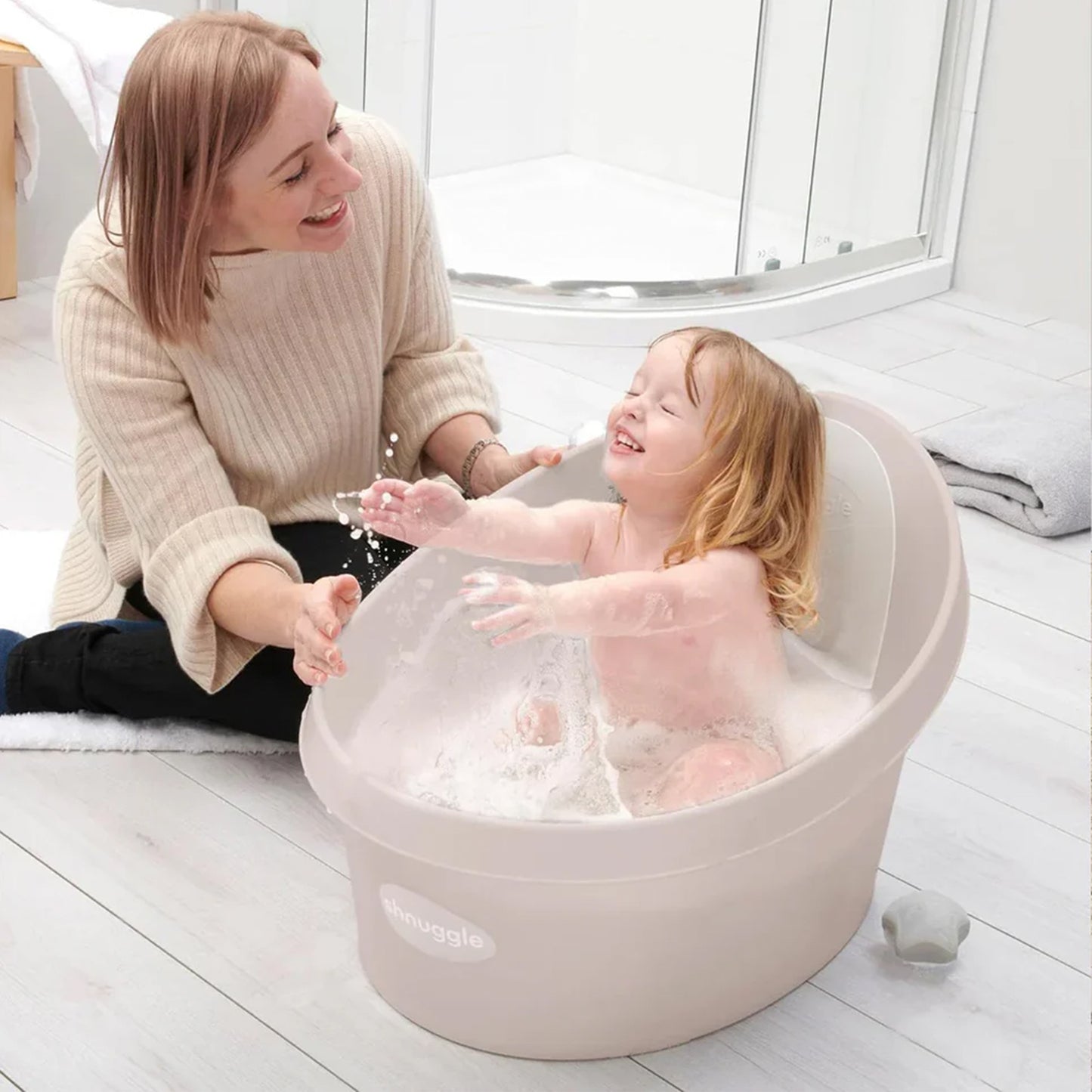 Toddler Bath with Plug - Taupe