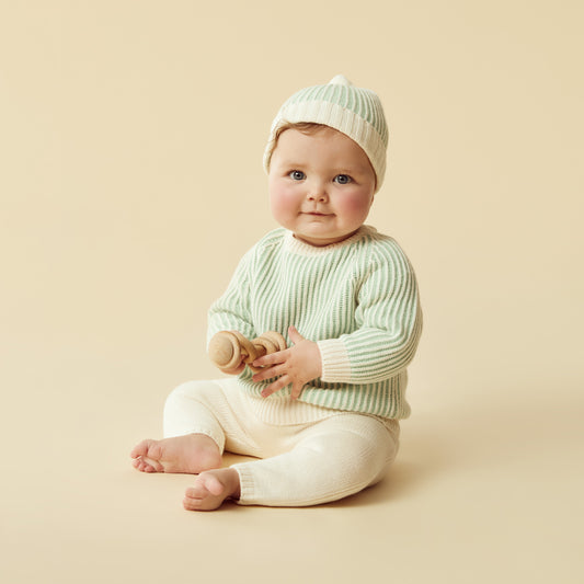 Knitted Ribbed Jumper - Mint Green