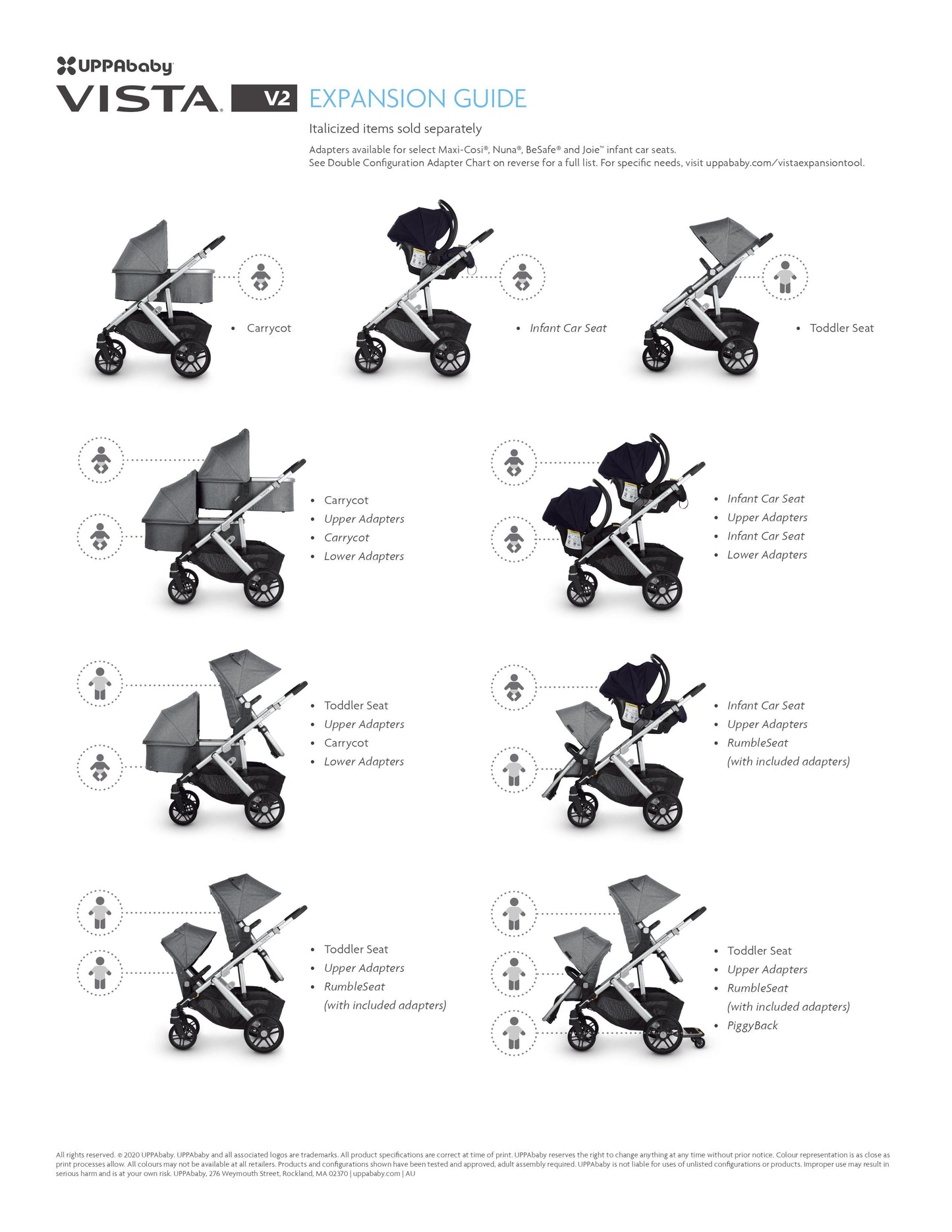 UPPAbaby VISTA V2 RumbleSeat - Oat Melange/Carbon Frame (Liam)