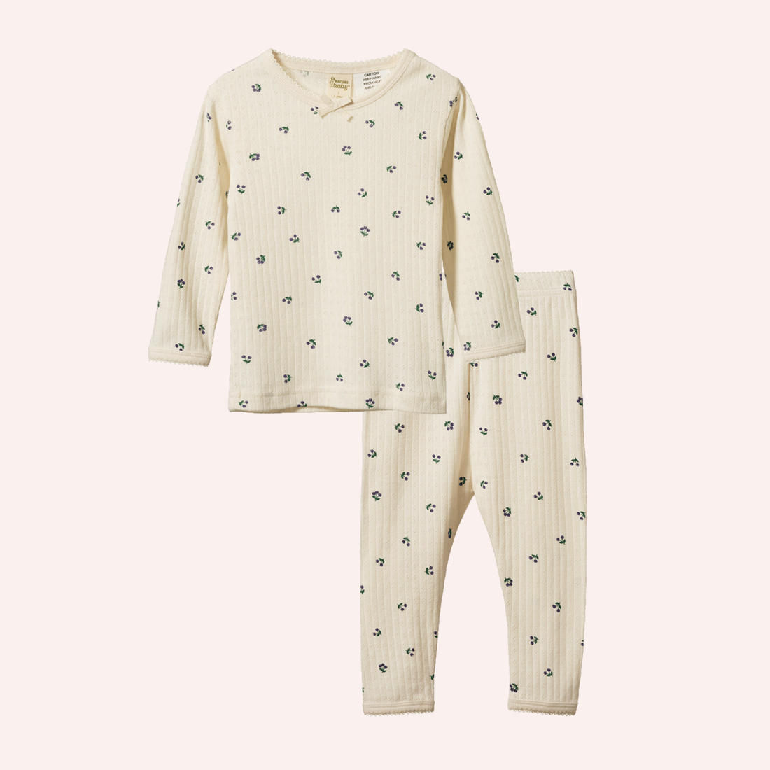 Long Sleeve Pyjamas Set Pointelle - Winter Berry Print
