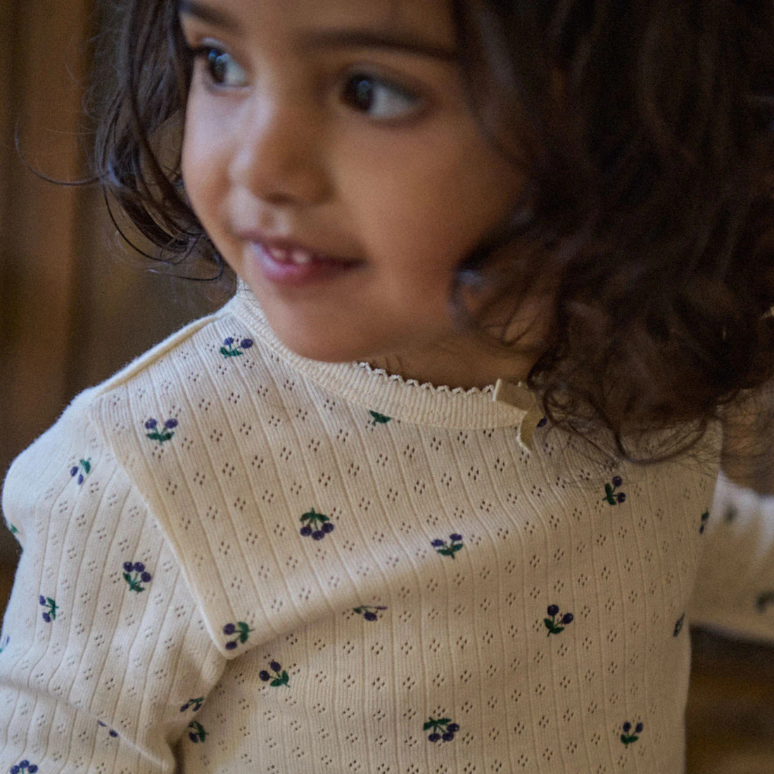 Long Sleeve Pyjamas Set Pointelle - Winter Berry Print