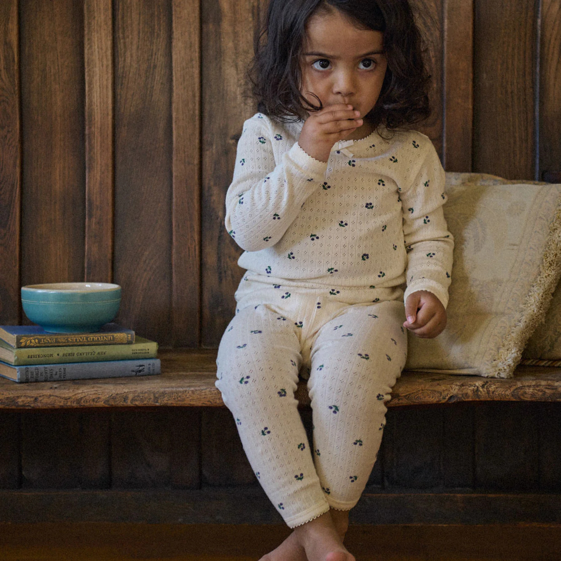 Long Sleeve Pyjamas Set Pointelle - Winter Berry Print