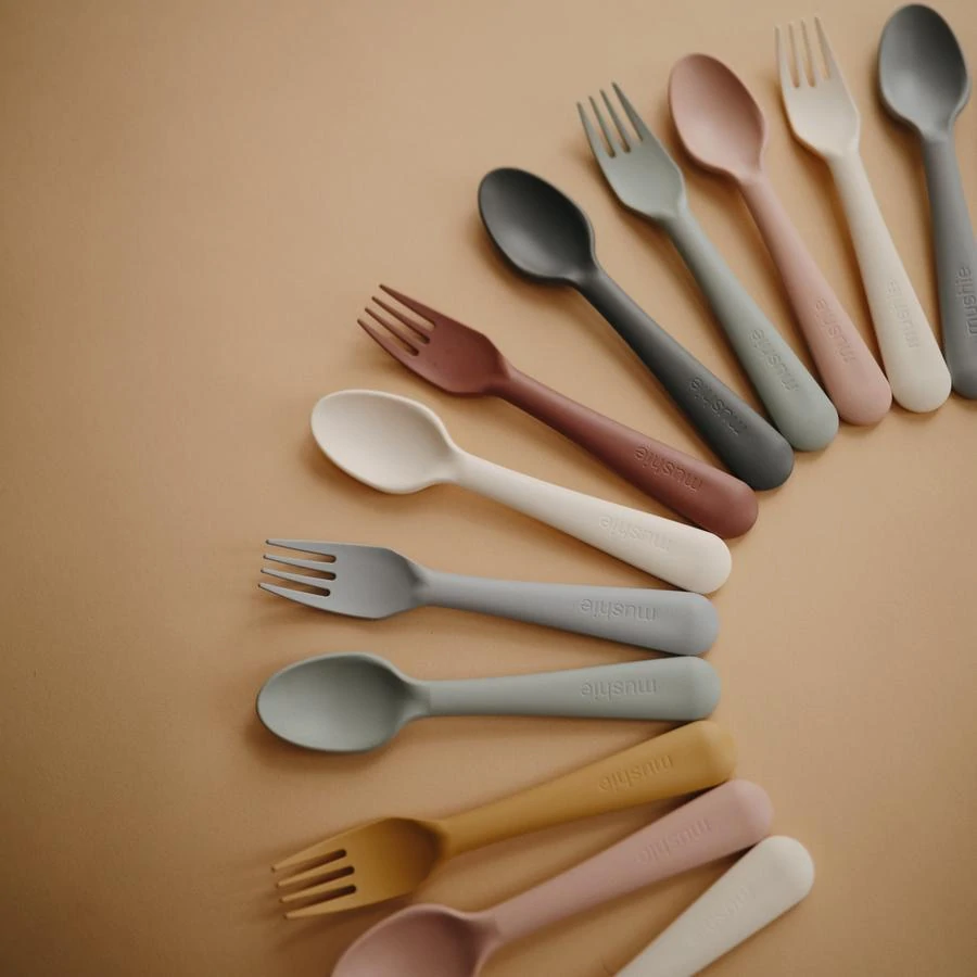 Mushie Fork & Spoon Set - Ivory