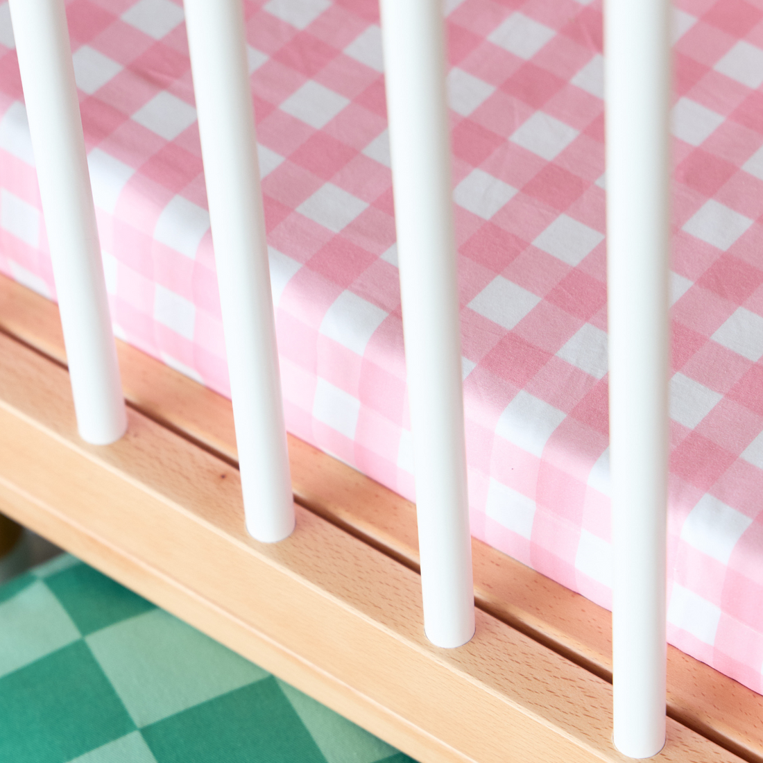 Waterproof Fitted Sheet - Pink Gingham