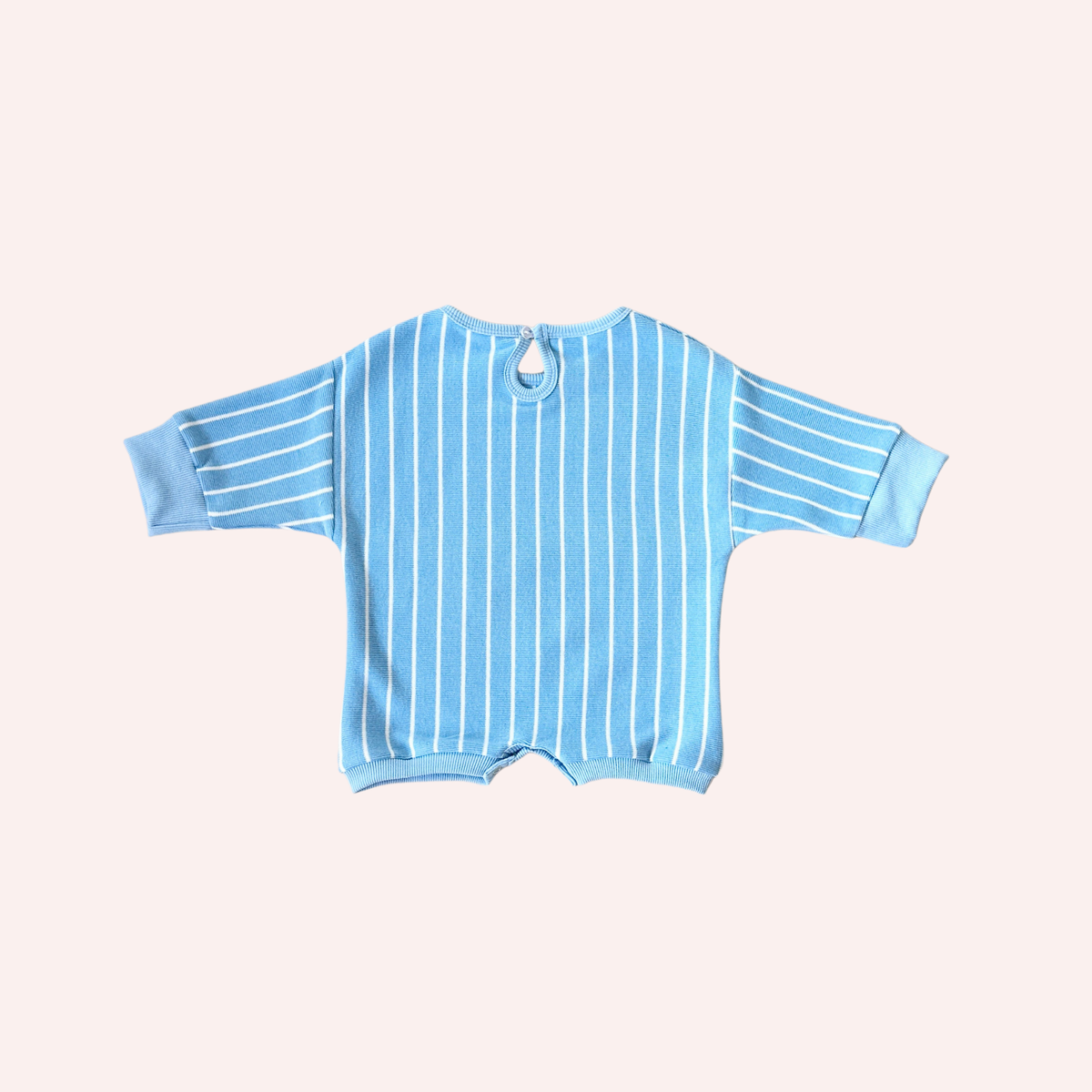 Addie Cotton Stripe Romper - Blue/White Stripe
