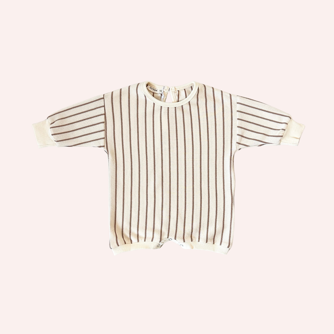 Addie Cotton Stripe Romper - Cream/Latte Stripe