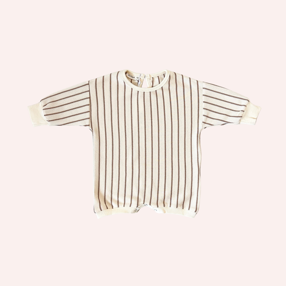 Addie Cotton Stripe Romper - Cream/Latte Stripe
