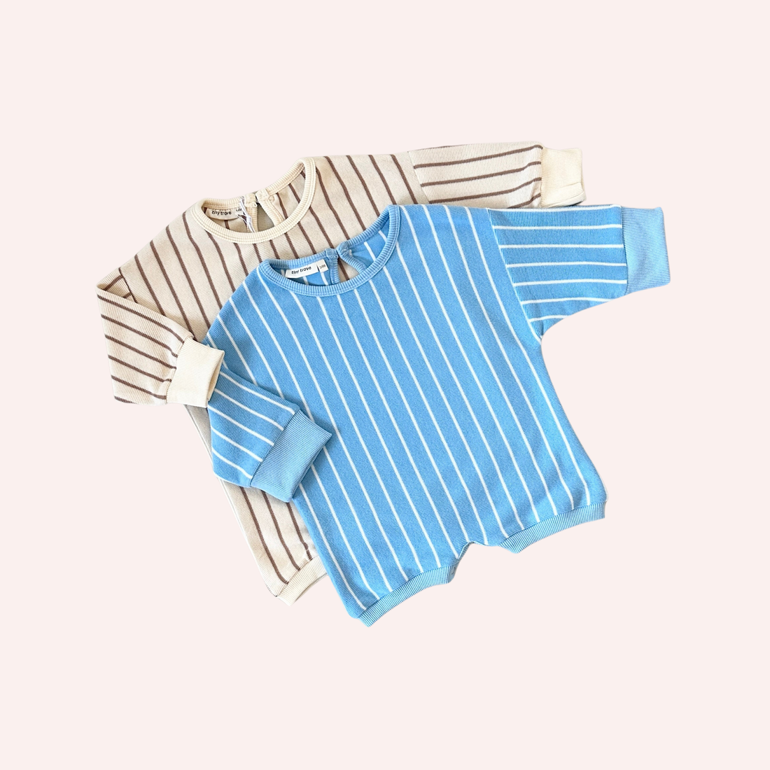 Addie Cotton Stripe Romper - Cream/Latte Stripe
