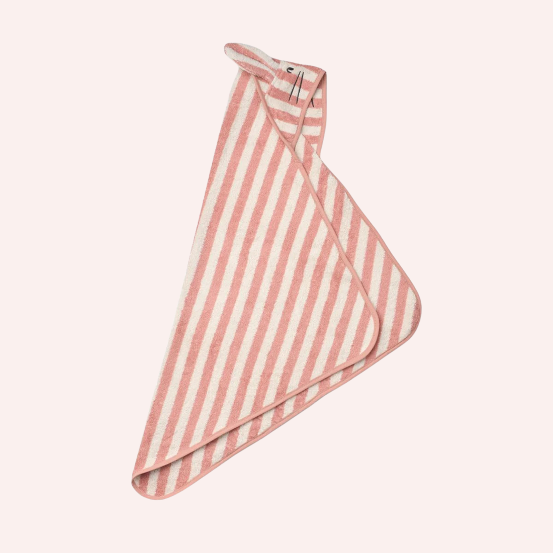 Albert Hooded Baby Towel - Coral Blush/Creme de la Creme Stripe