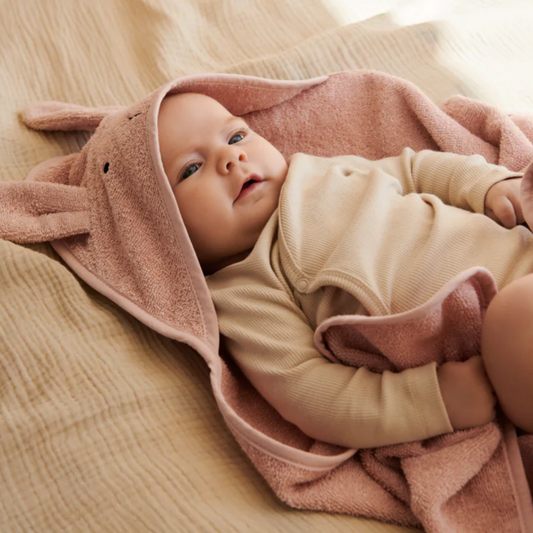 Albert Hooded Baby Towel - Rabbit Rose