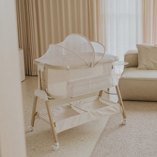 Alfie 2 Bedside Co-Sleeper - Beige/Walnut