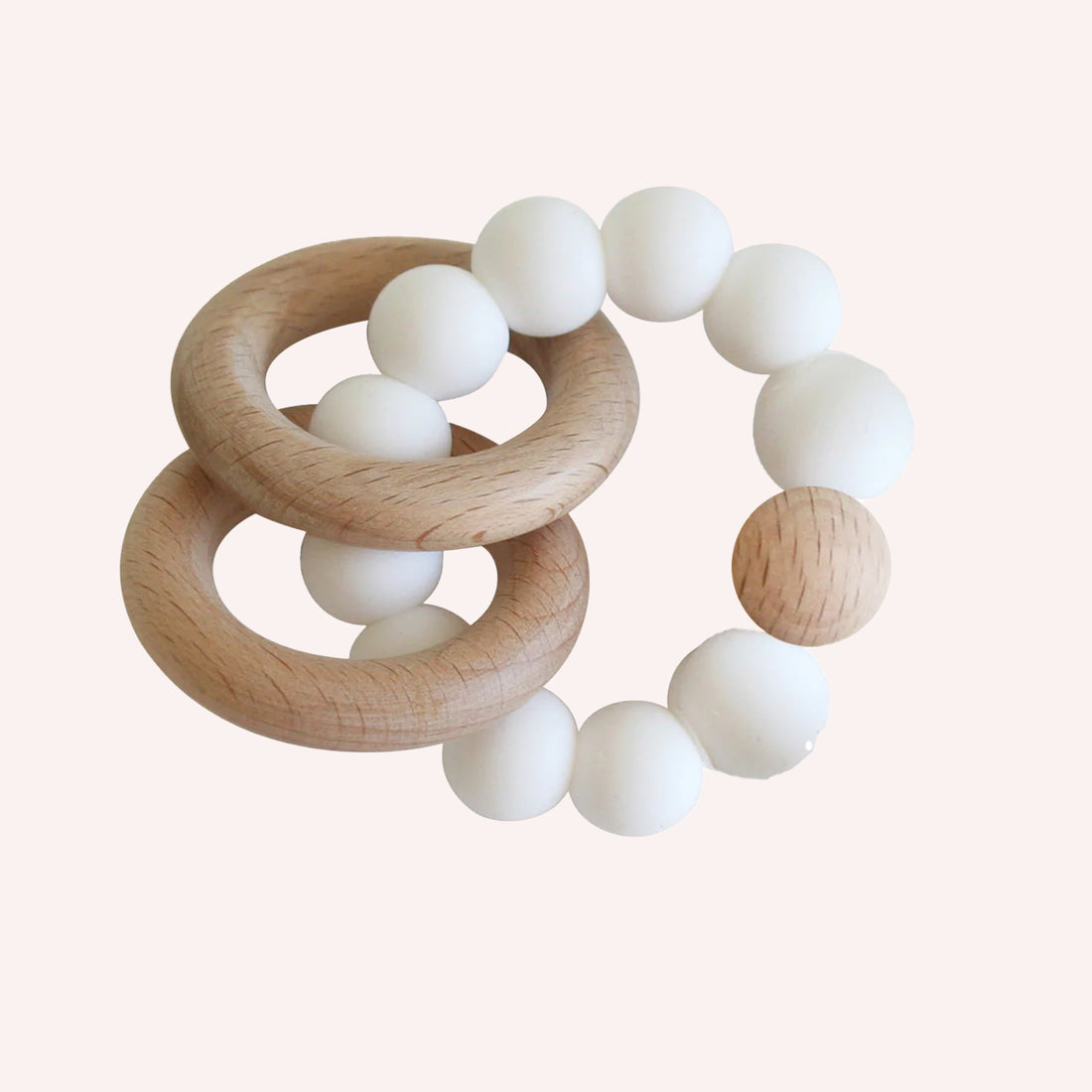 Silicone & Beechwood Teether - Milk