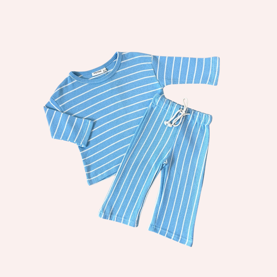 Alma Cotton Stripe Long Sleeve Set - Blue/White Stripe
