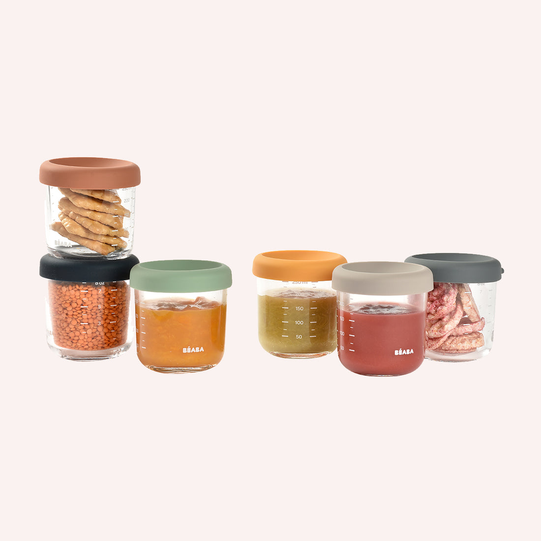 Beaba - Glass Portion Jars - 250ml - 6 Pack